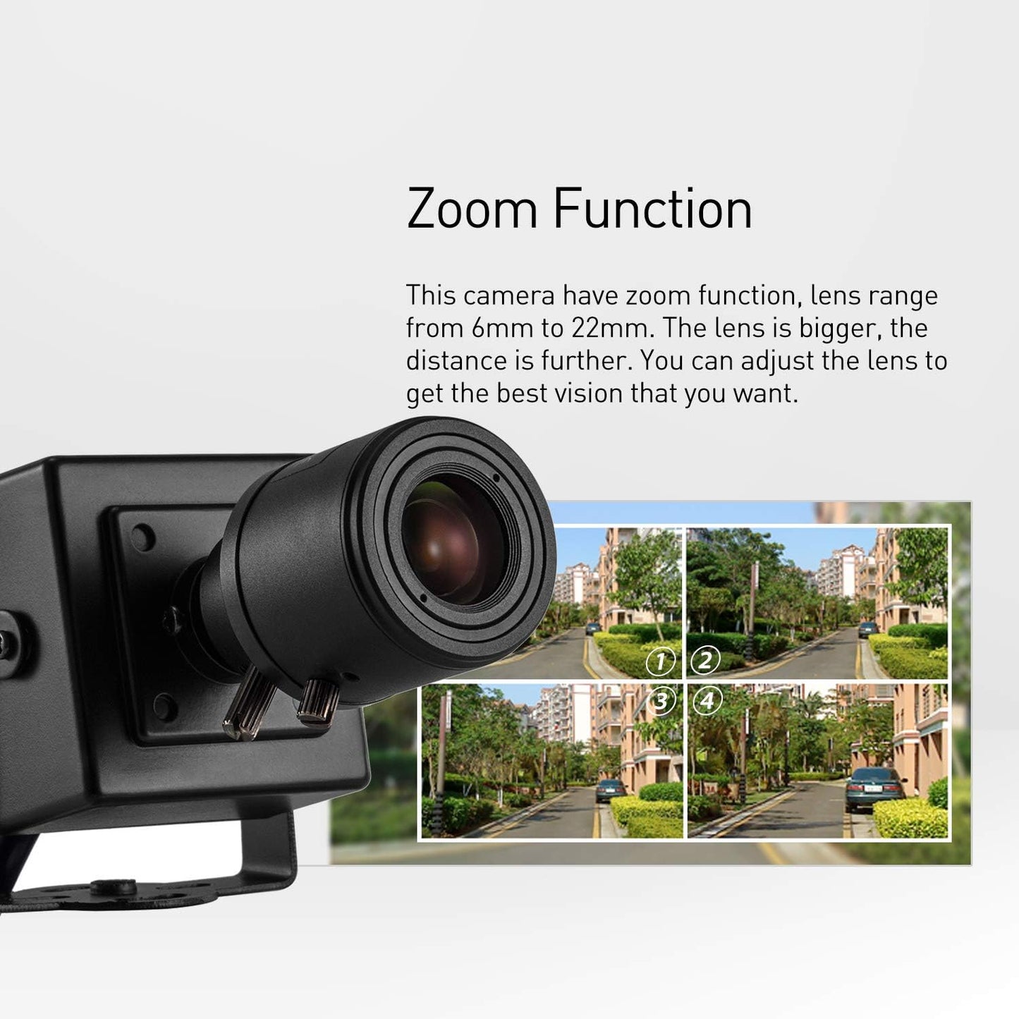 Zoom Mini POE IP Kamera, 6-22mm Zoom Lens (POE 48V)