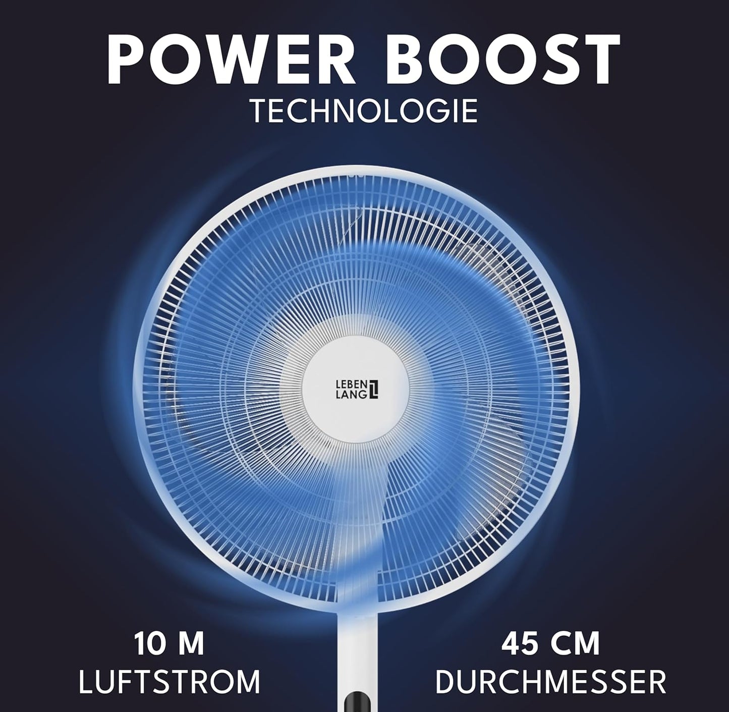 Leiser Standventilator mit Fernbedienung & LED-Display, Schwarz I 60w I Led-display