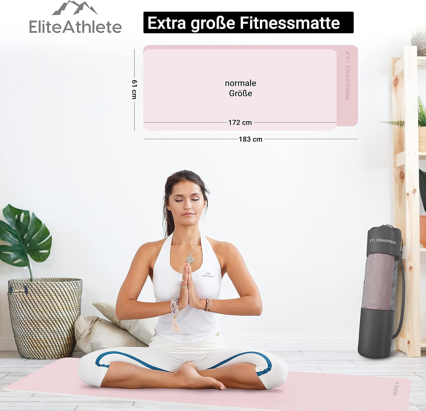 Yogamatte mit Transportgurt & Tasche, Spring Blooms - Light Sand