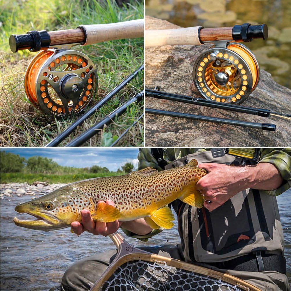 Fliegenfischen-Rolle mit CNC-Aluminium-Spule, gold , silber 7/8 Reel