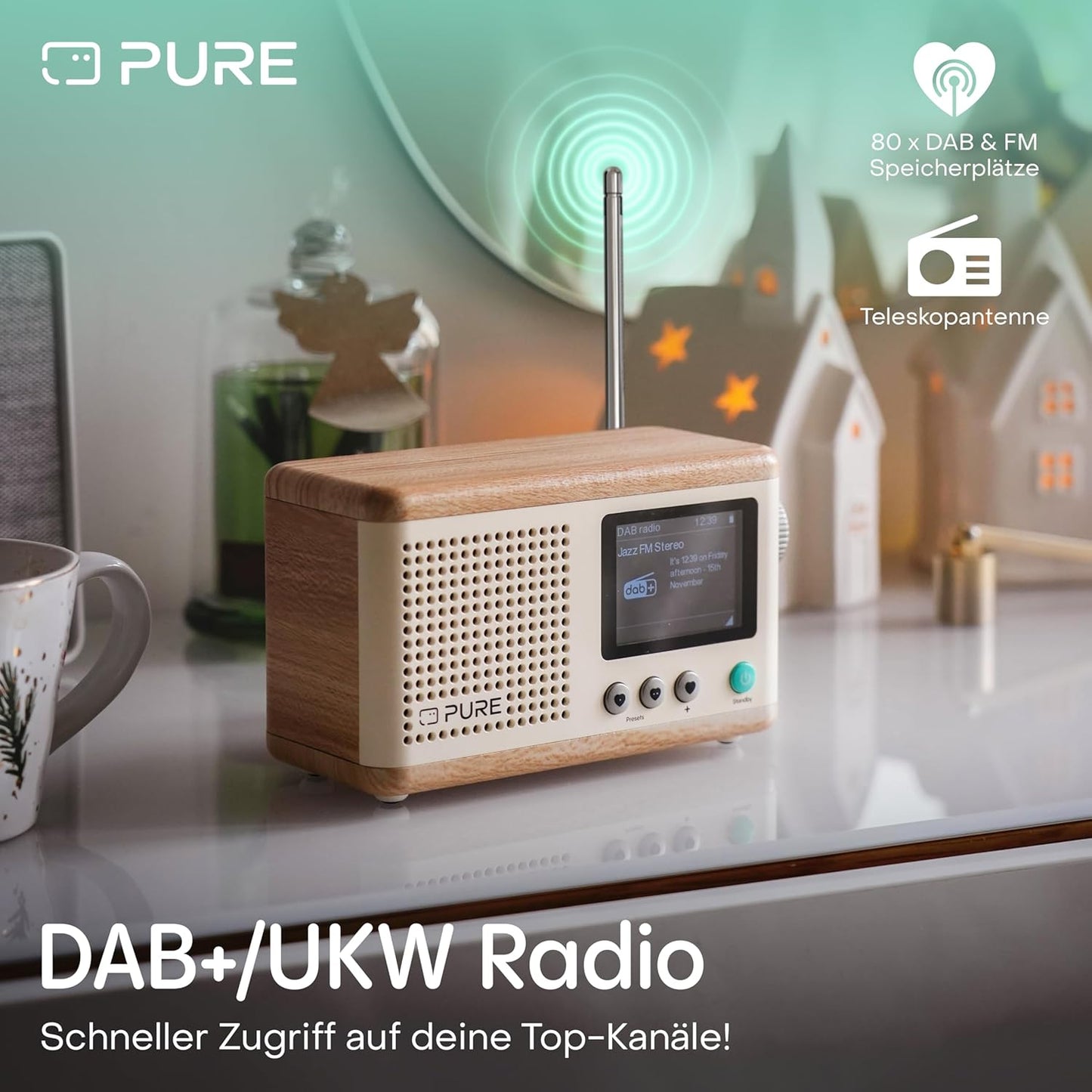 Tragbares Digitalradio Classic Mini, Schwarz