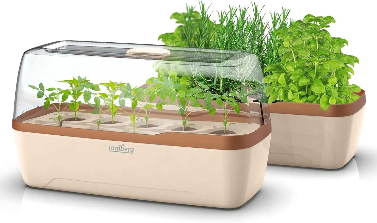 BoQube L Plus Anzuchtset mit Bewässerungssystem, BoQube L Plus — 41×17×23cm Creme / Kupferbraun