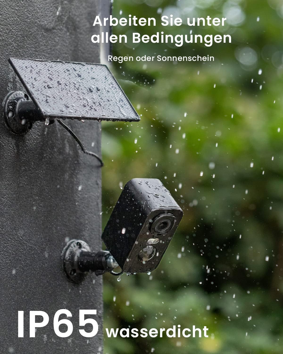 Überwachungskamera mit  PIR-Bewegungserkennung, 2k-solar-schwarz