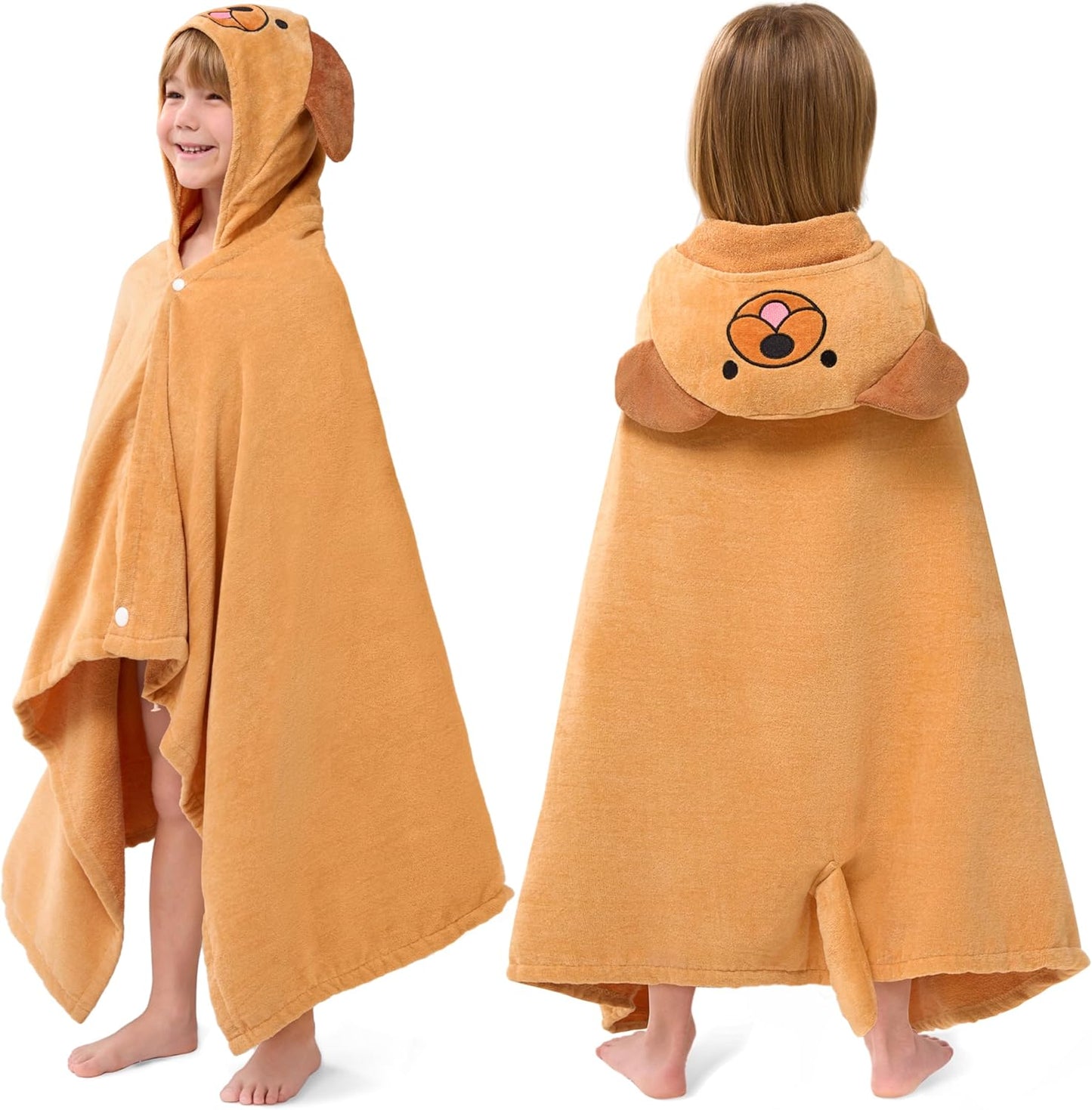 Kinder Kapuzenhandtuch Badeponcho aus Baumwolle, Braun