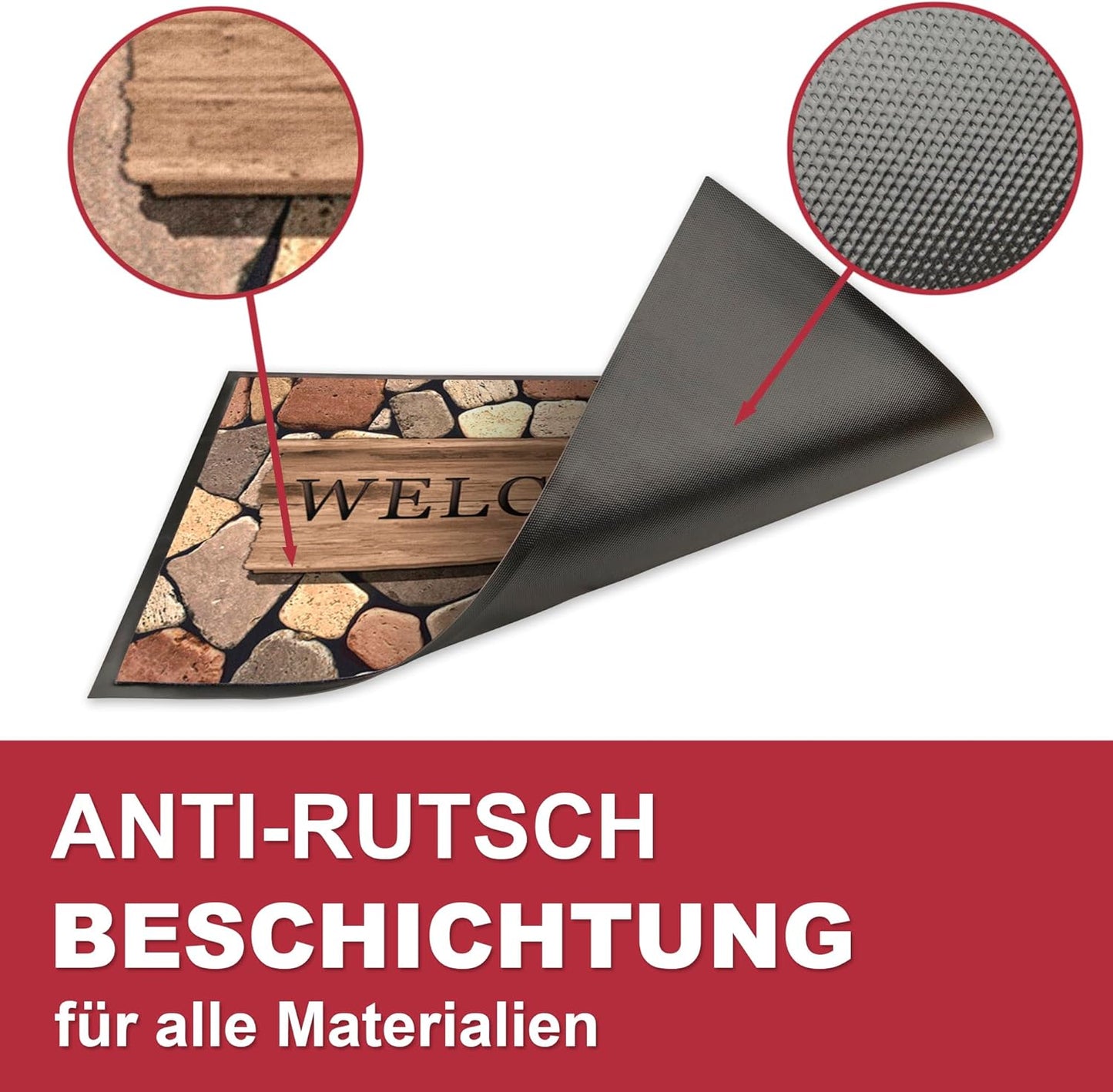Rutschfeste Schmutzfangmatte Welcome 2, Welcome 2 60 x 80 cm (Rechteckig)