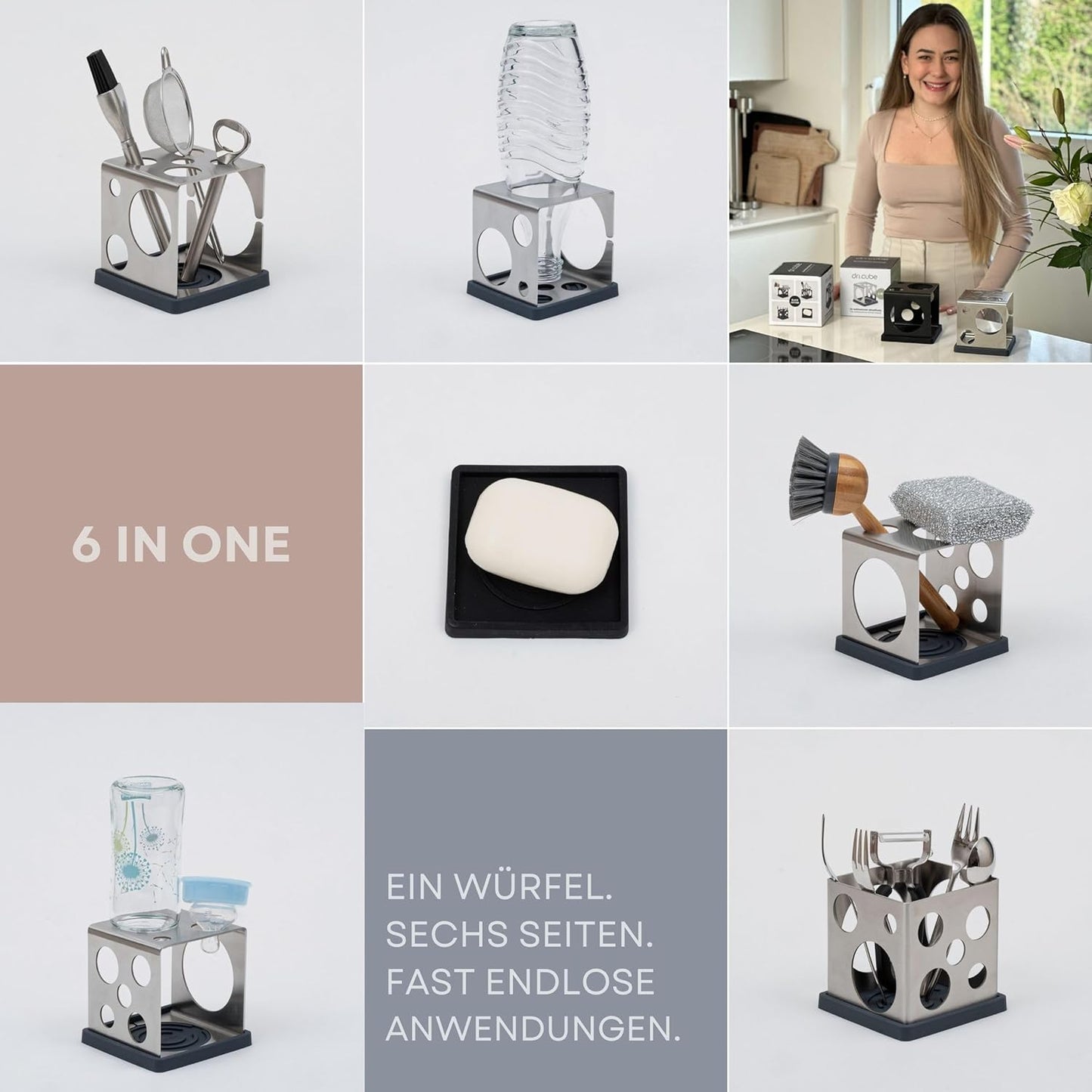 Flaschen-Abtropfgestell mit Halterungen, Anthrazit