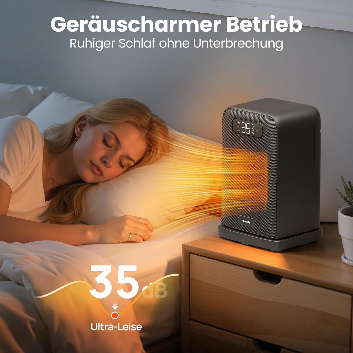 Keramik-Heizlüfter mit Thermostat, 26cm Schwarz