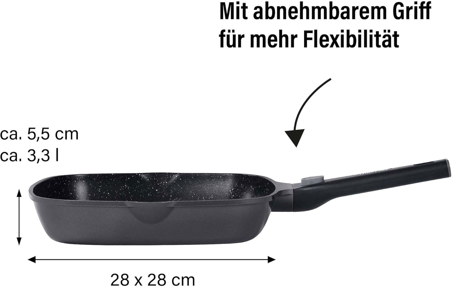 Grillpfanne mit abnehmbarem Griff