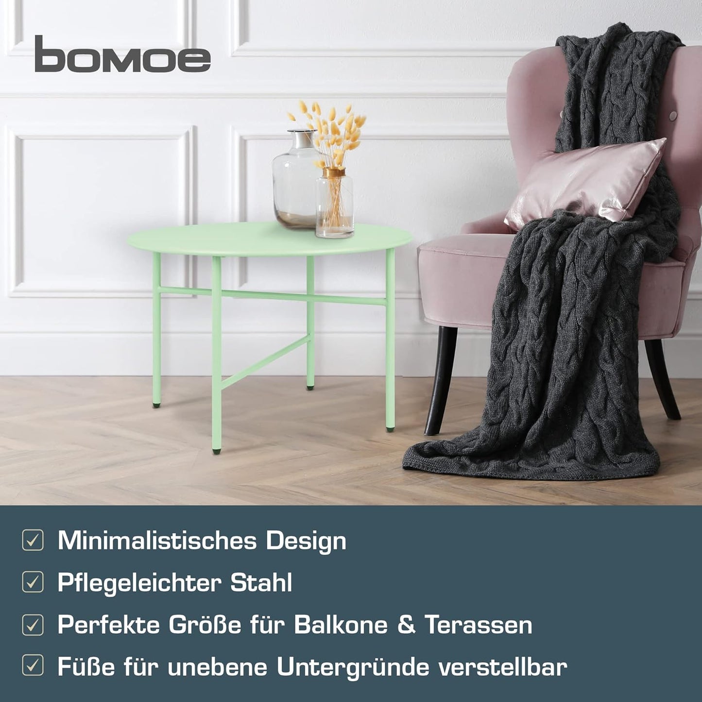 Runder Beistelltisch, Tischplatte: Ø 53cm - Höhe: 36cm Mint