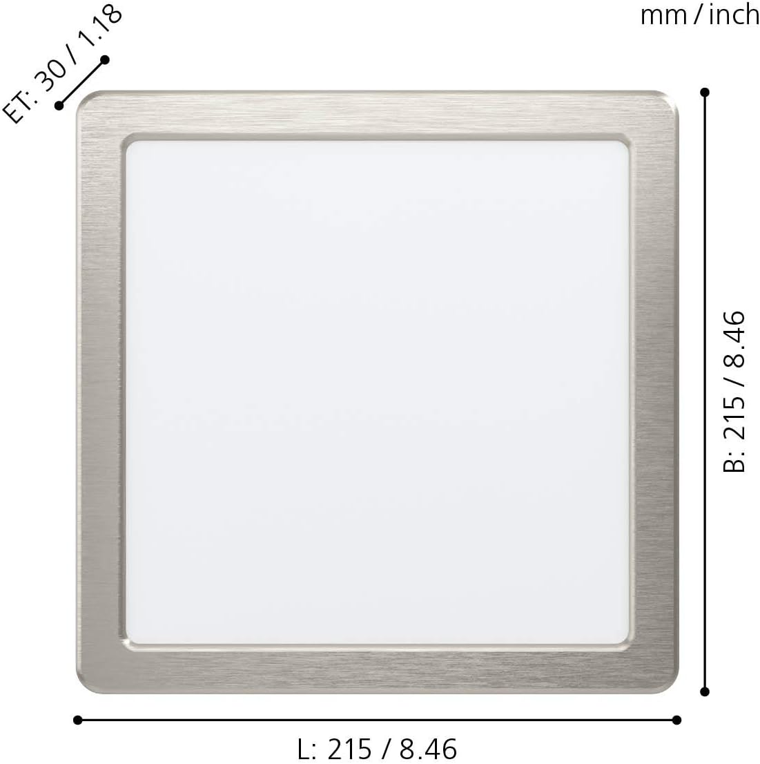 Einbaustrahler Fueva 5, Neutralweiss 21,6 x 21,6 cm