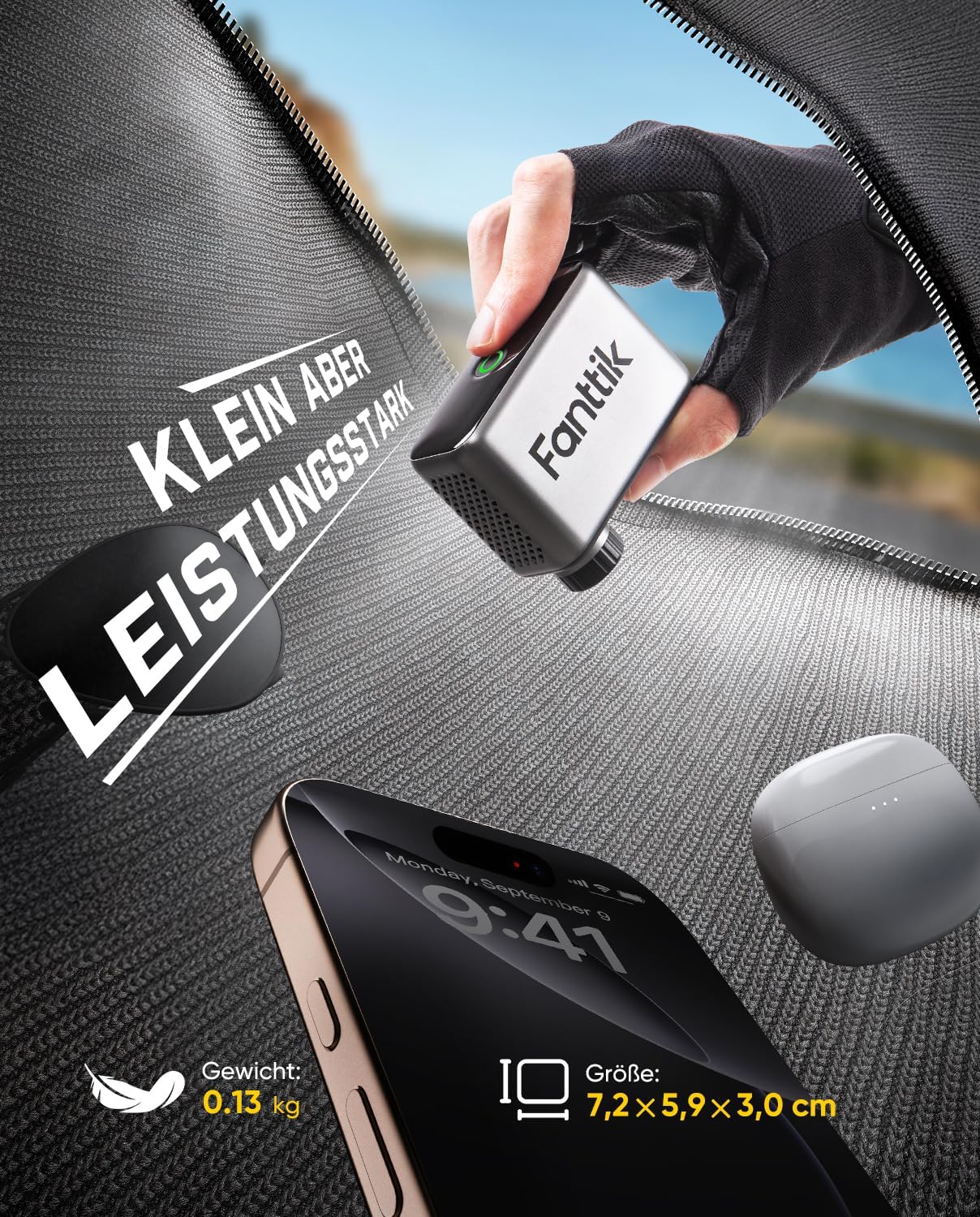 Elektrische Fahrradpumpe mit digitalem Manometer