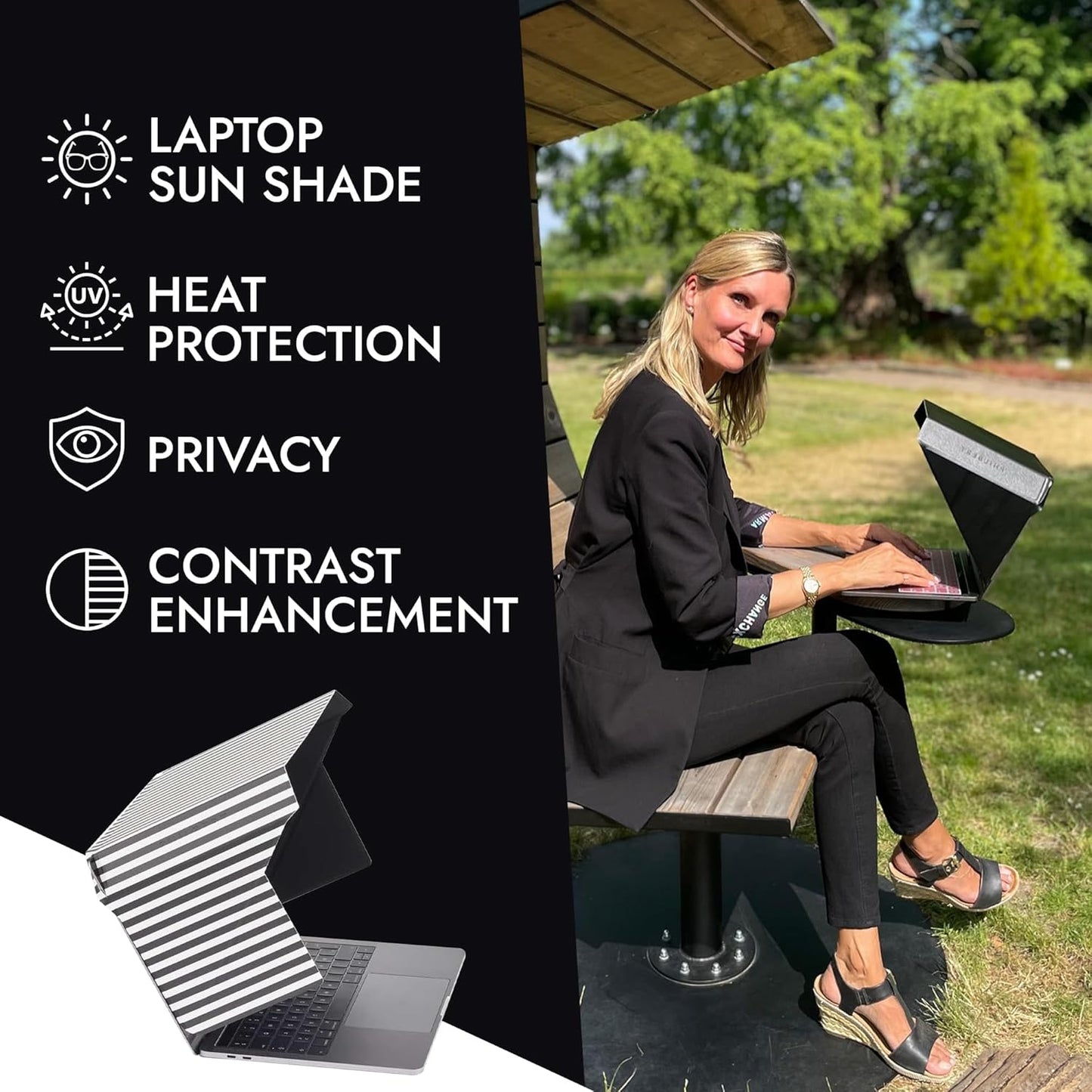 4 in 1 Laptop-Sonnenschutz, Gestreift 12"-14"