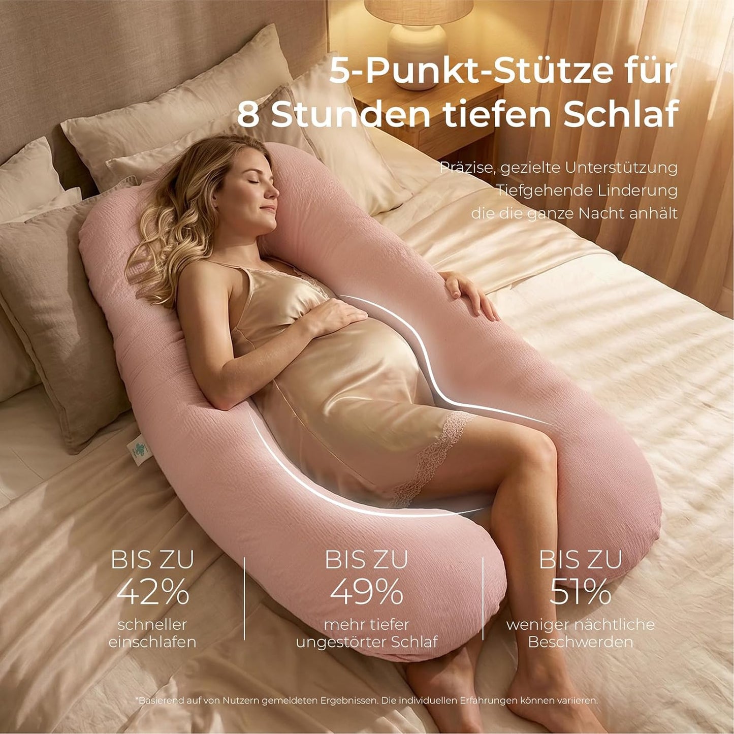 U-Lite Schwangerschaftskissen mit Baumwollbezug, Gestrickte Baumwolle-rosa