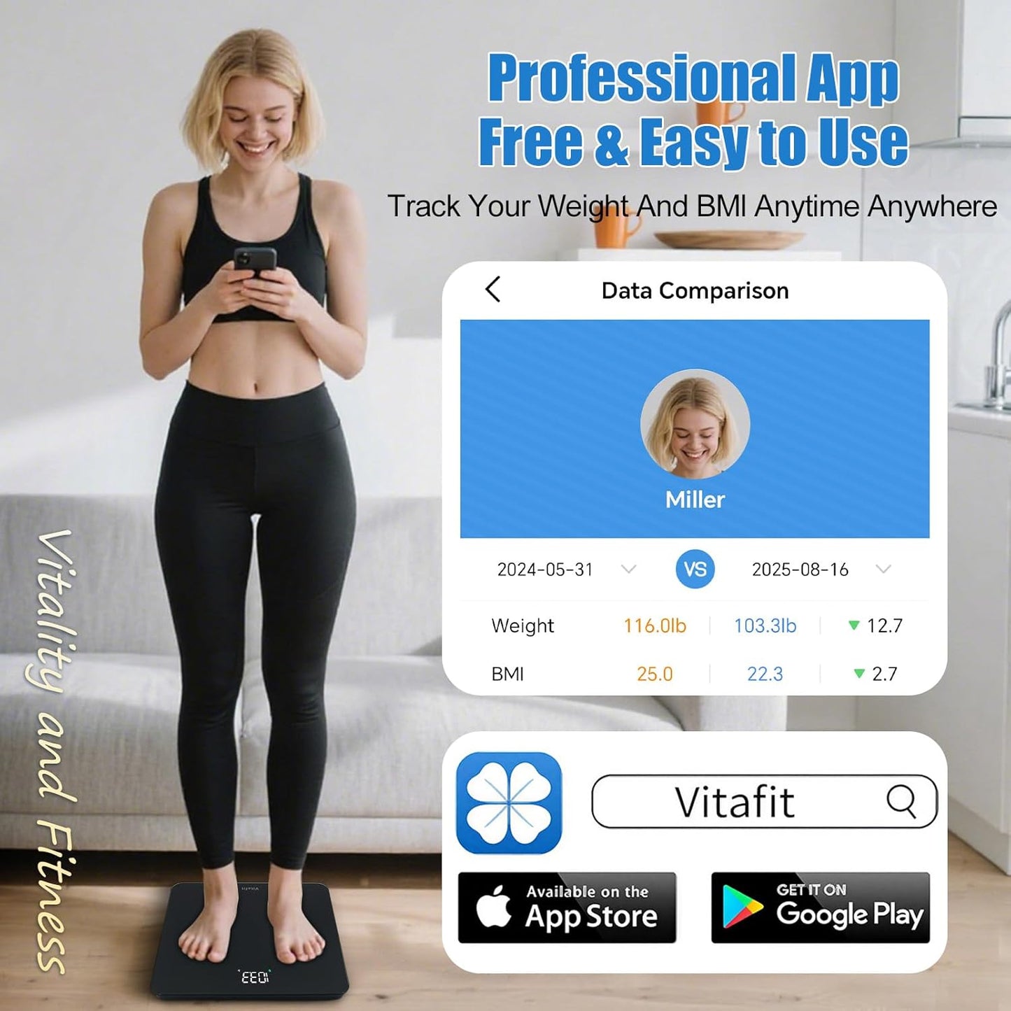 Smart Personenwaage, Smart Waage Schwarz