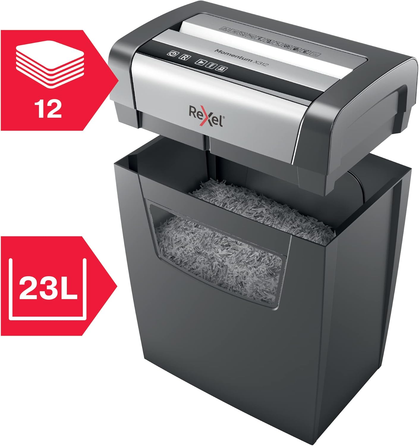 Aktenvernichter Momentum X312, 12 Blatt / P3 - Partikelschnitt / Standard Design