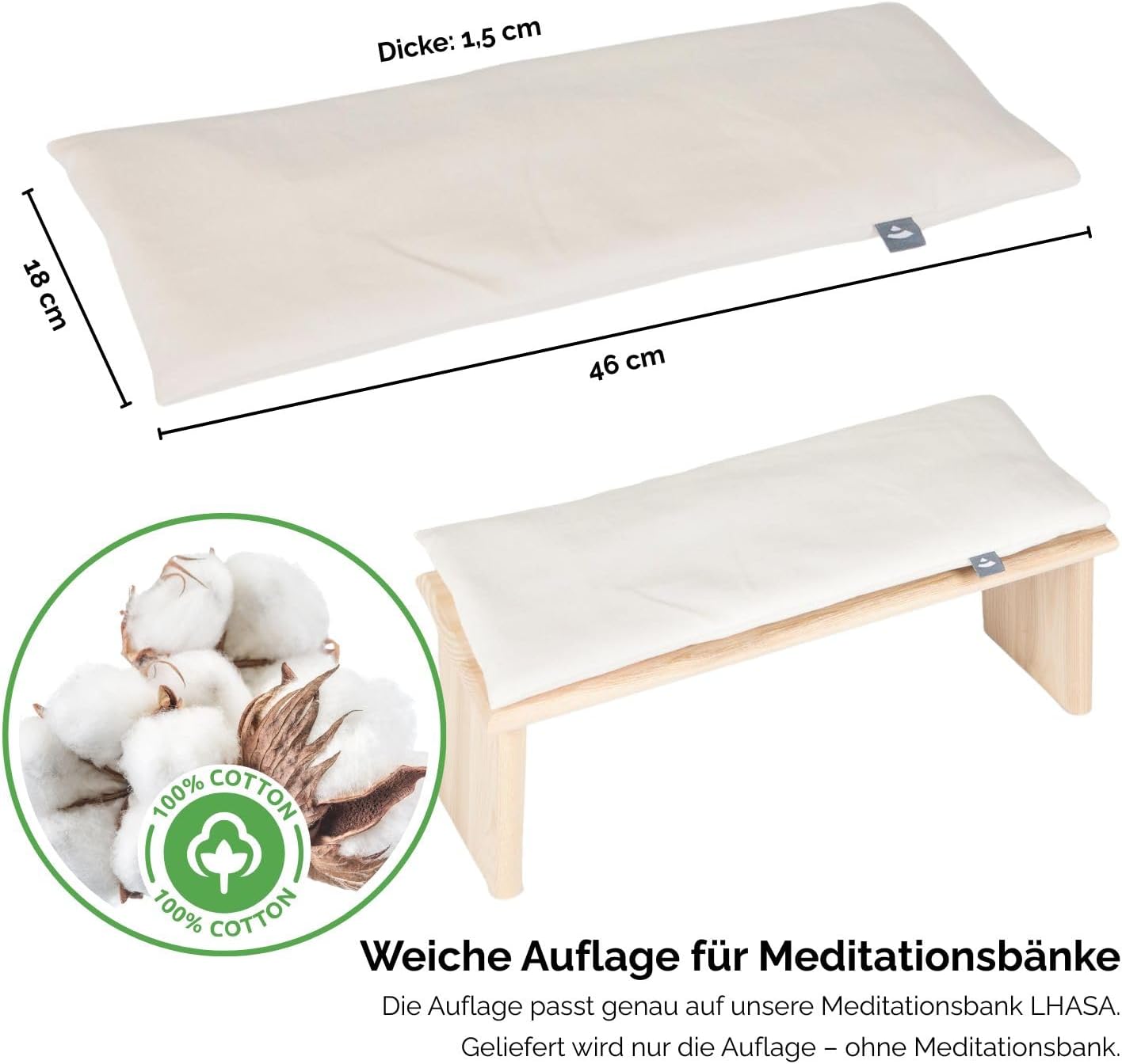 Meditationsbank Sitzauflage, Auflage Natur
