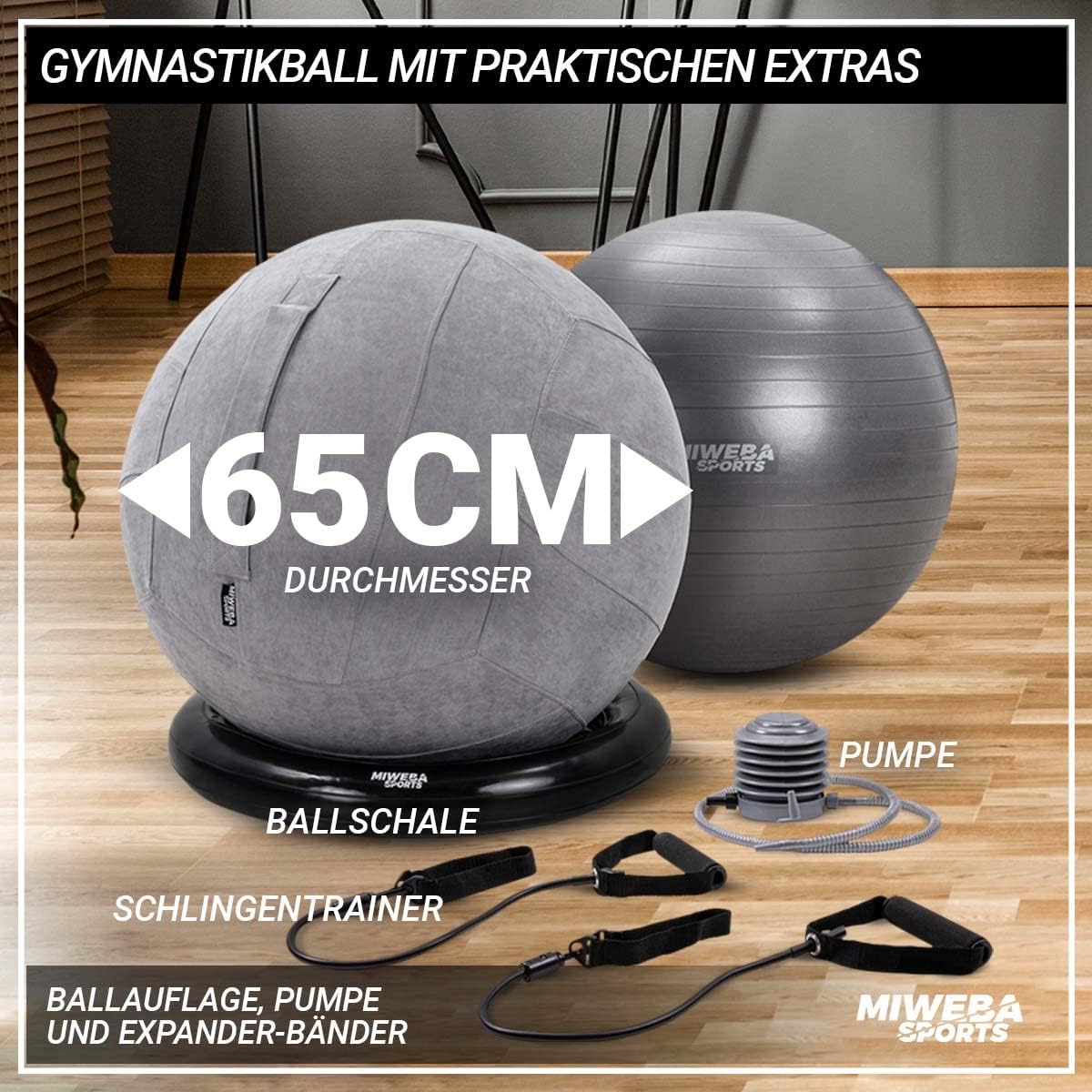 Gymnastikball mit Ballauflage, Grau