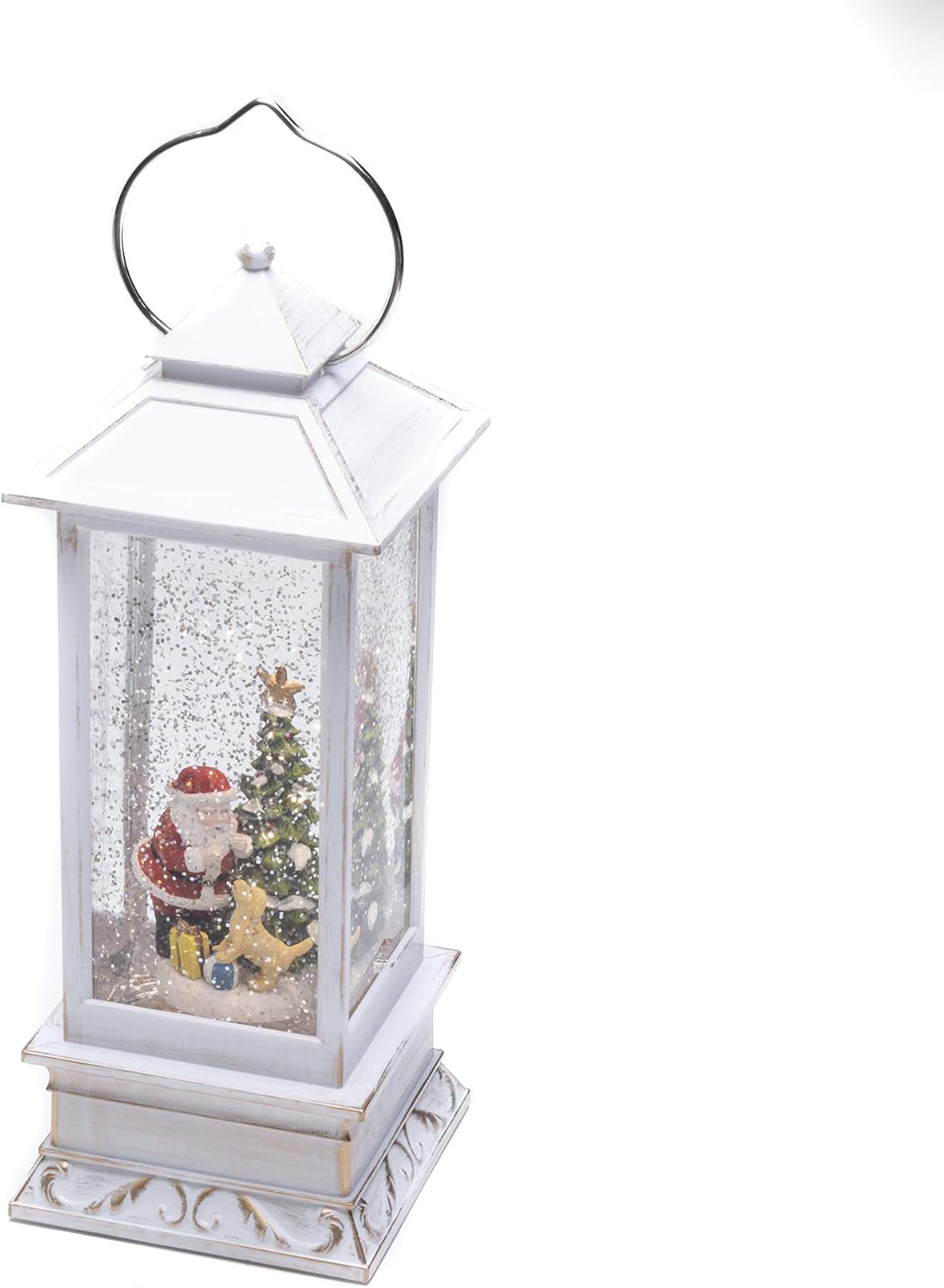 LED Wasserlaterne mit Weihnachtsmann, Weiss / Weihnachtsmann