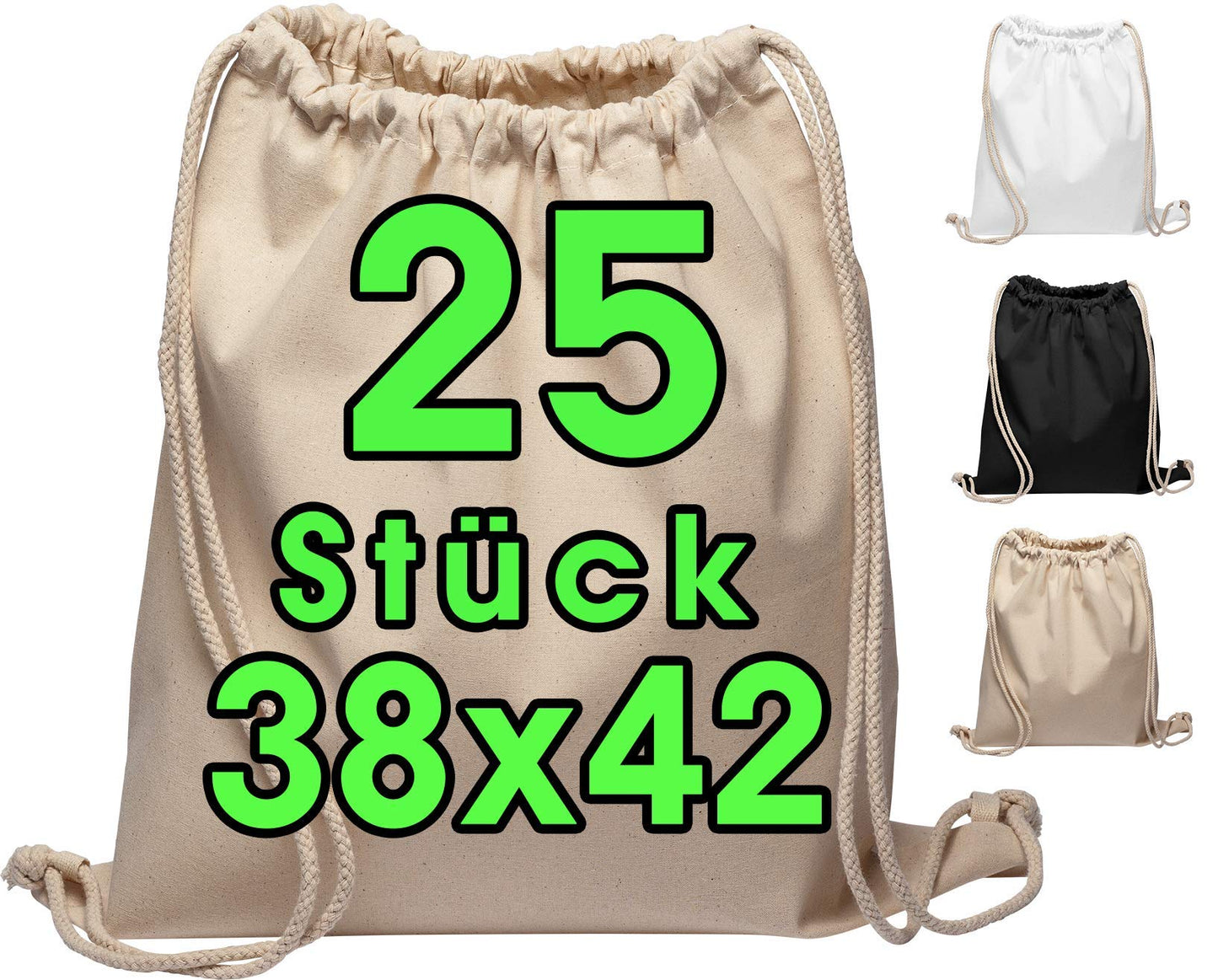 Stoffbeutel-Set zum Bemalen, 25 Stück, Natur