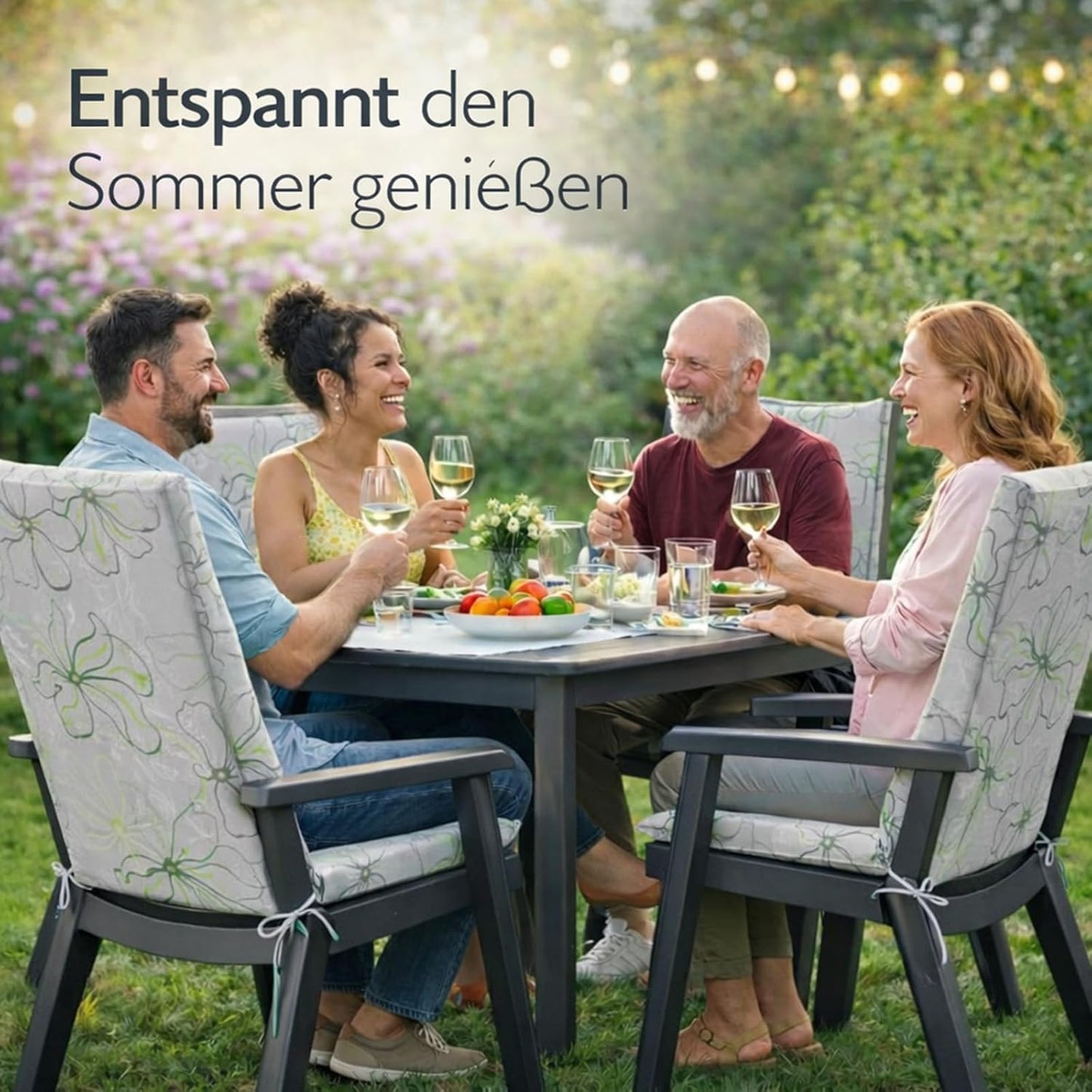 2er-Set Auflagen für Hochlehner-Gartenstühle, Motiv 4 2x Hochlehner