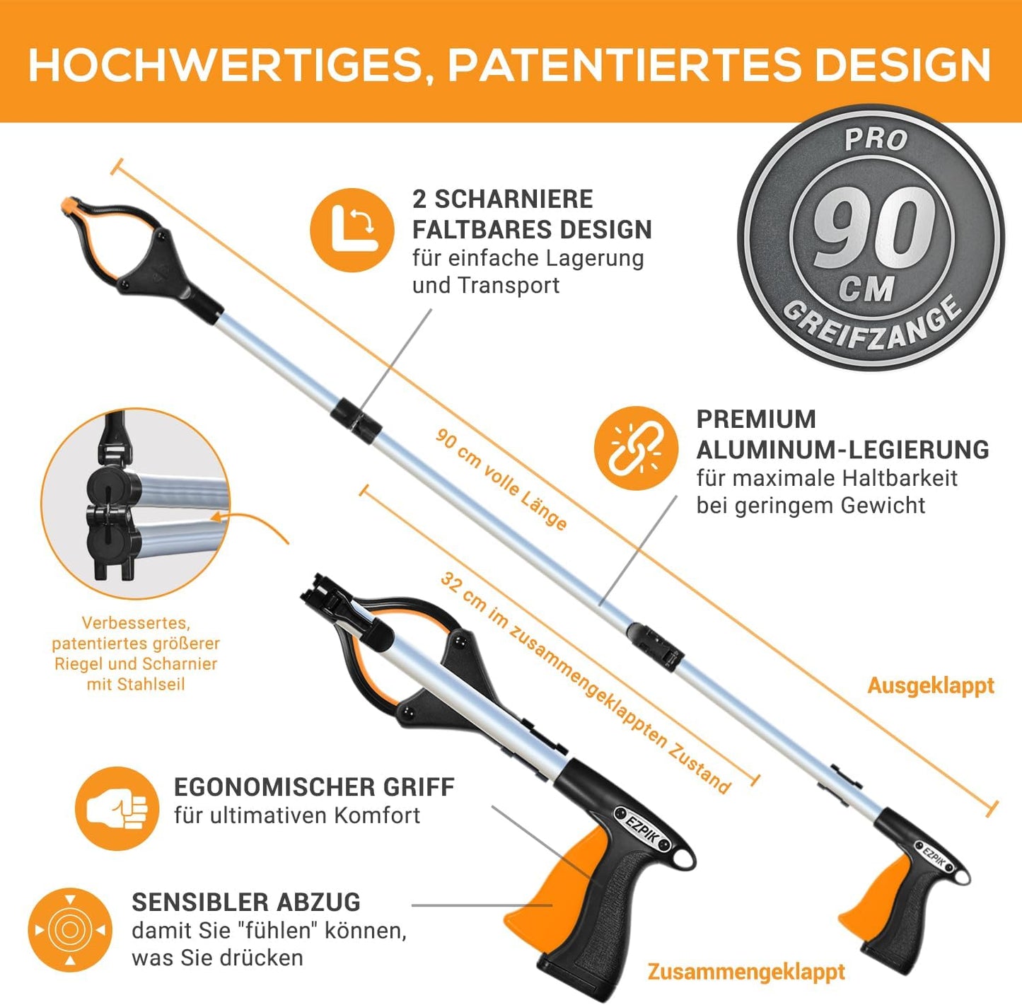 2er-Pack Greifzangen, 2x90 cm