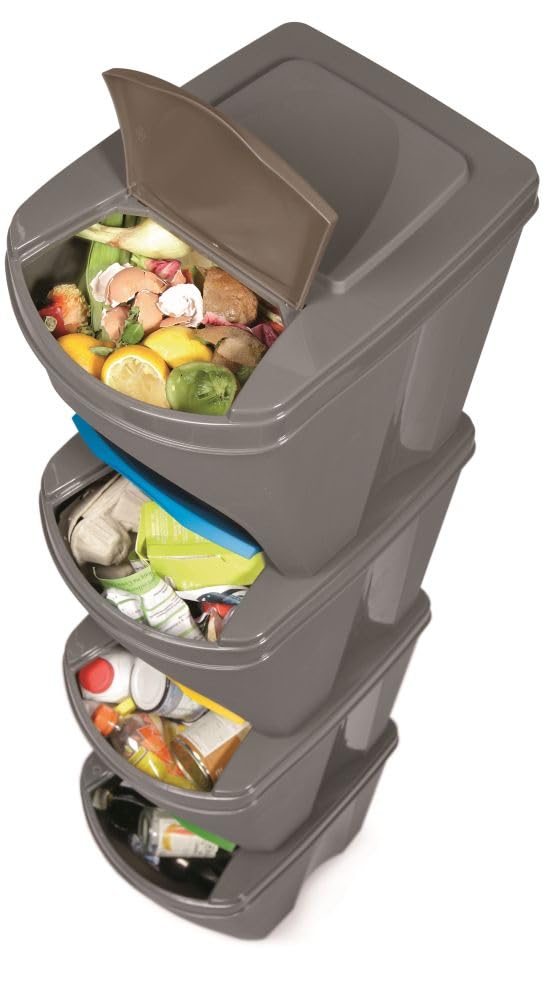 Mülltrennsystem Abfalleimer-Set, 3 x 25L Anthrazit