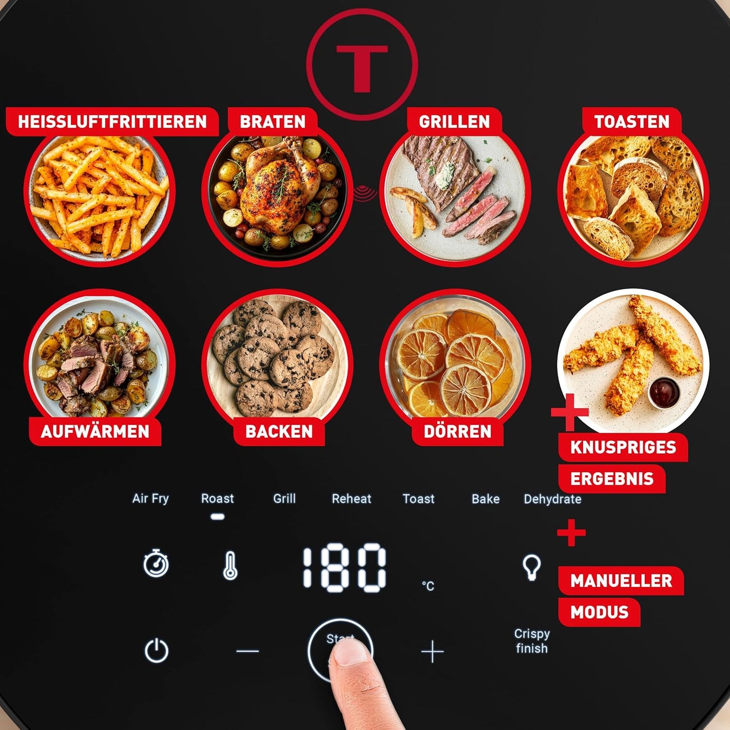 Easy Fry Infrared Heissluftfritteuse EY832HE0, Infrared Dunkelgrau - 7 L