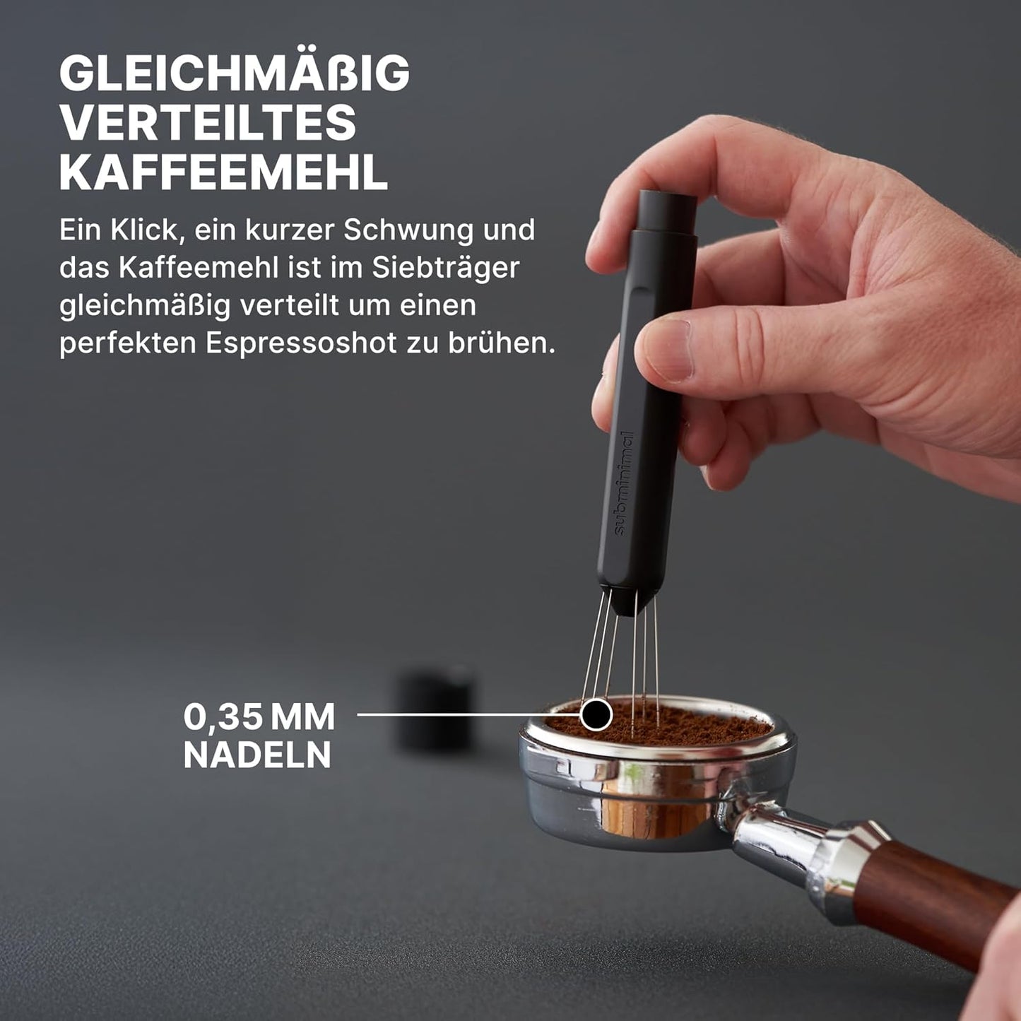 Espresso-Verteilungswerkzeug mit einziehbaren Nadeln
