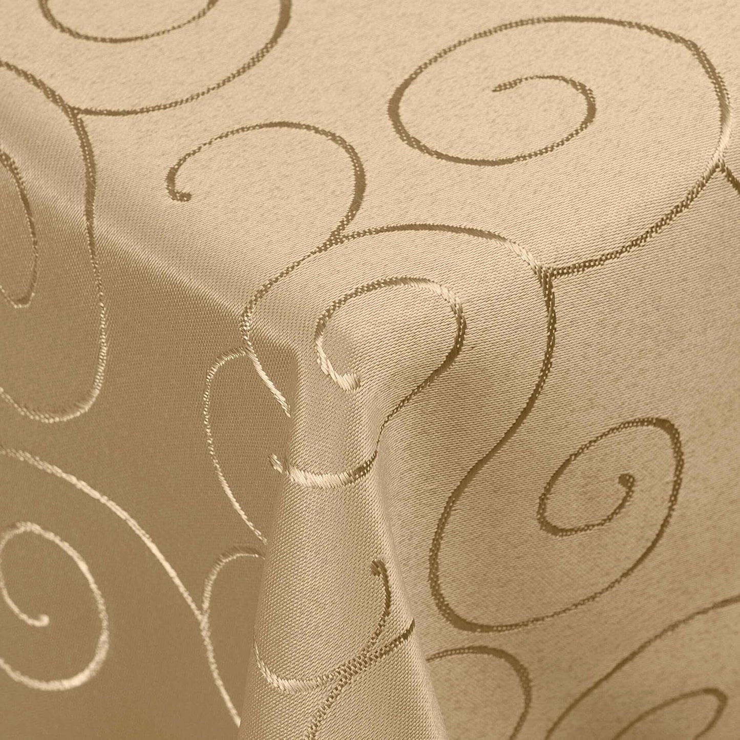 Tafeldecke mit Ornament-Stickerei, 130 x 340 cm (Eckig) Nougat / Beige / Hellbraun