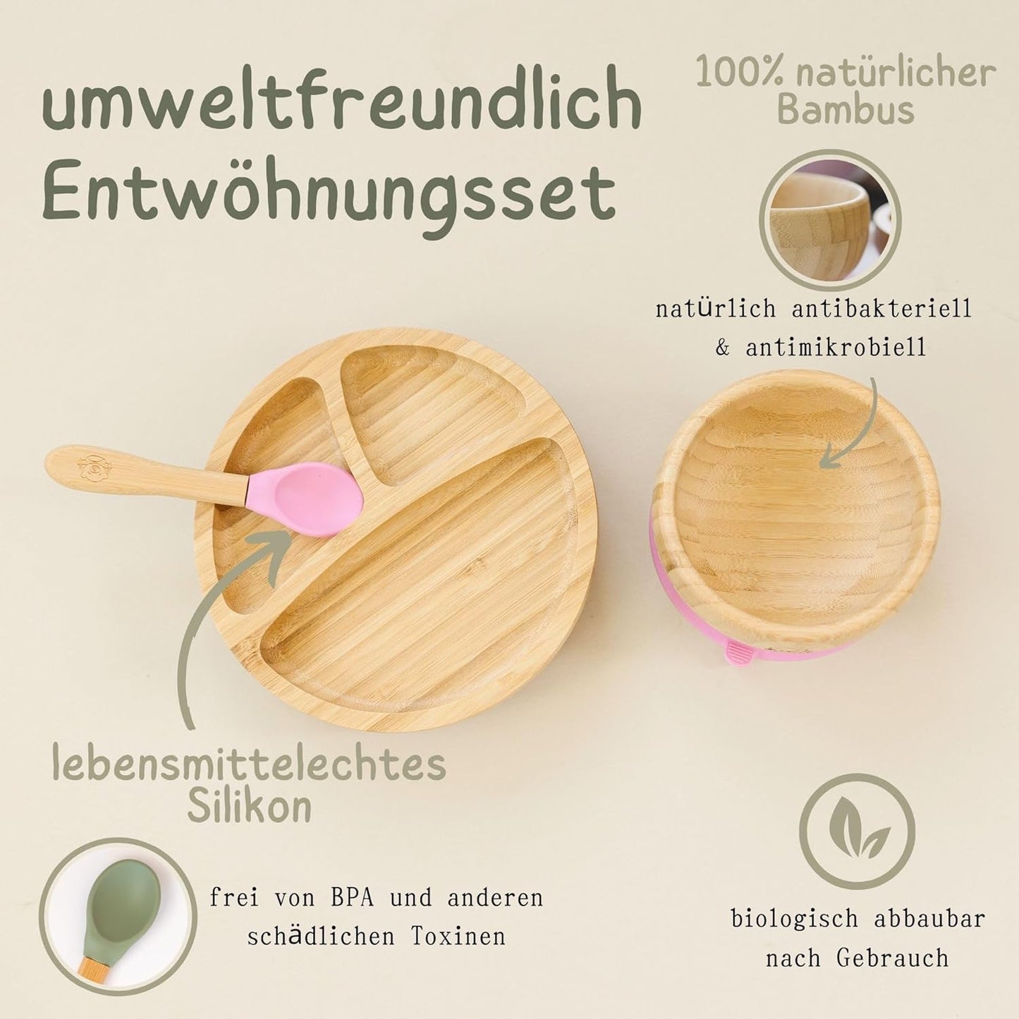 Kindergeschirr-Set mit Saugnapf, Holunderbeere