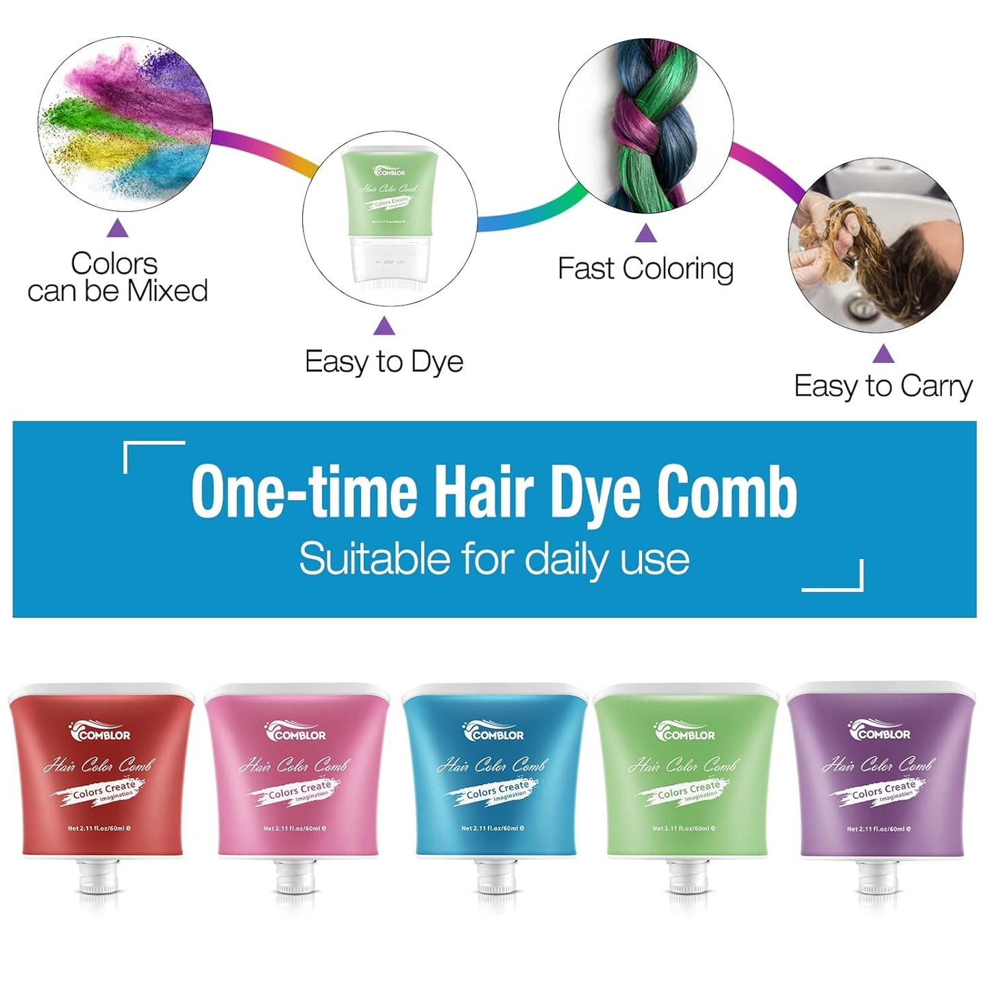 Hair Color Comb Set (5 Farben)