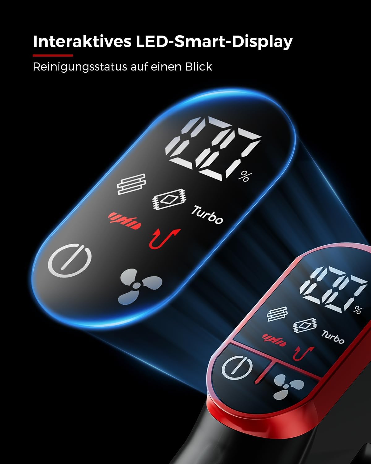 F02 Ultra Akku-Staubsauger 55KPa, 70 Min Laufzeit, Violett und Rot