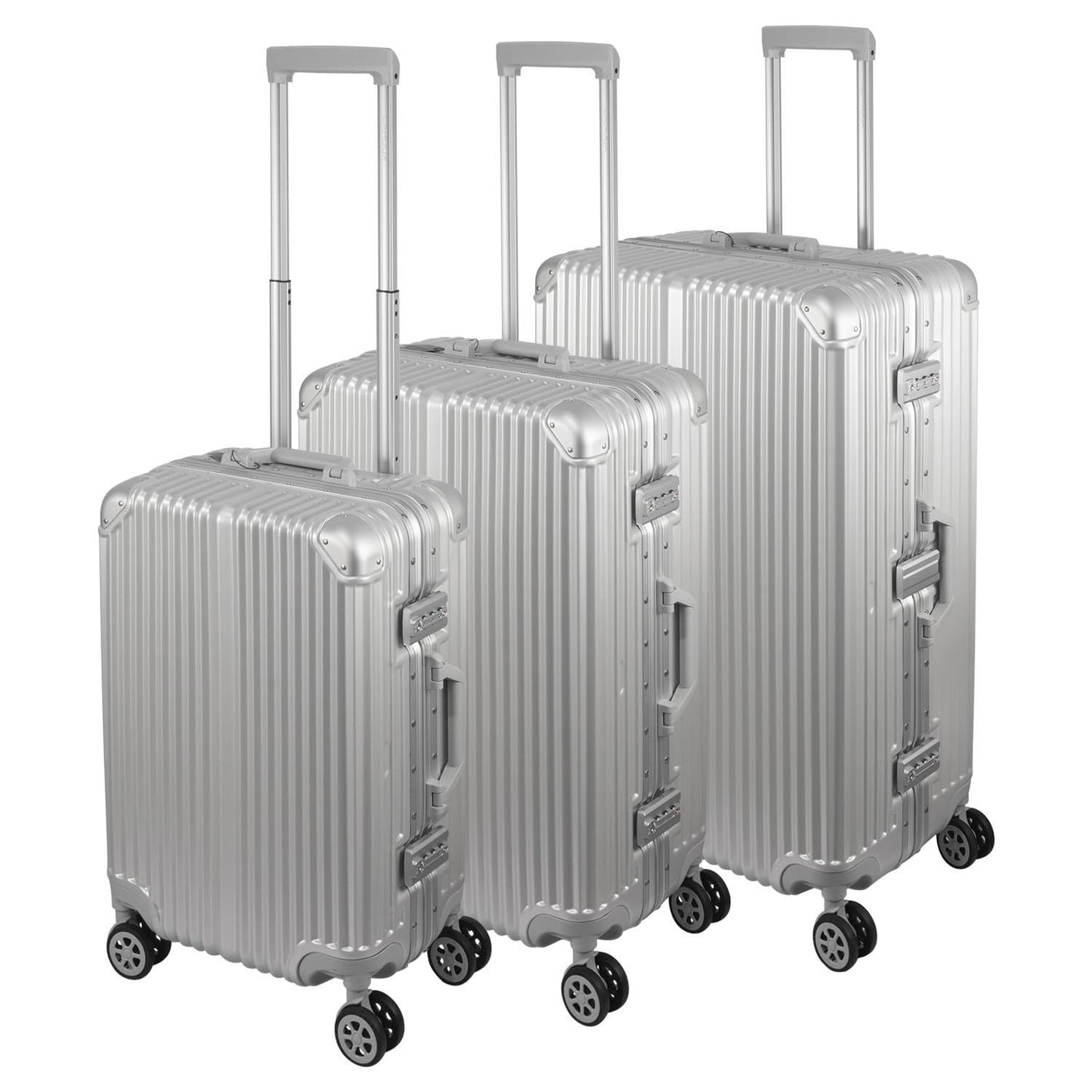 3-teiliges Hartschalen-Kofferset, Silber