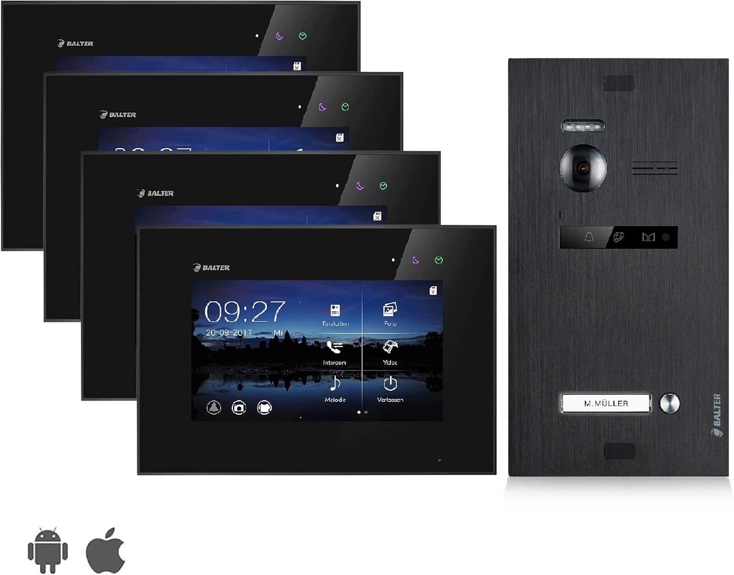EVO Video Türsprechanlage, 4 Monitore Mit App