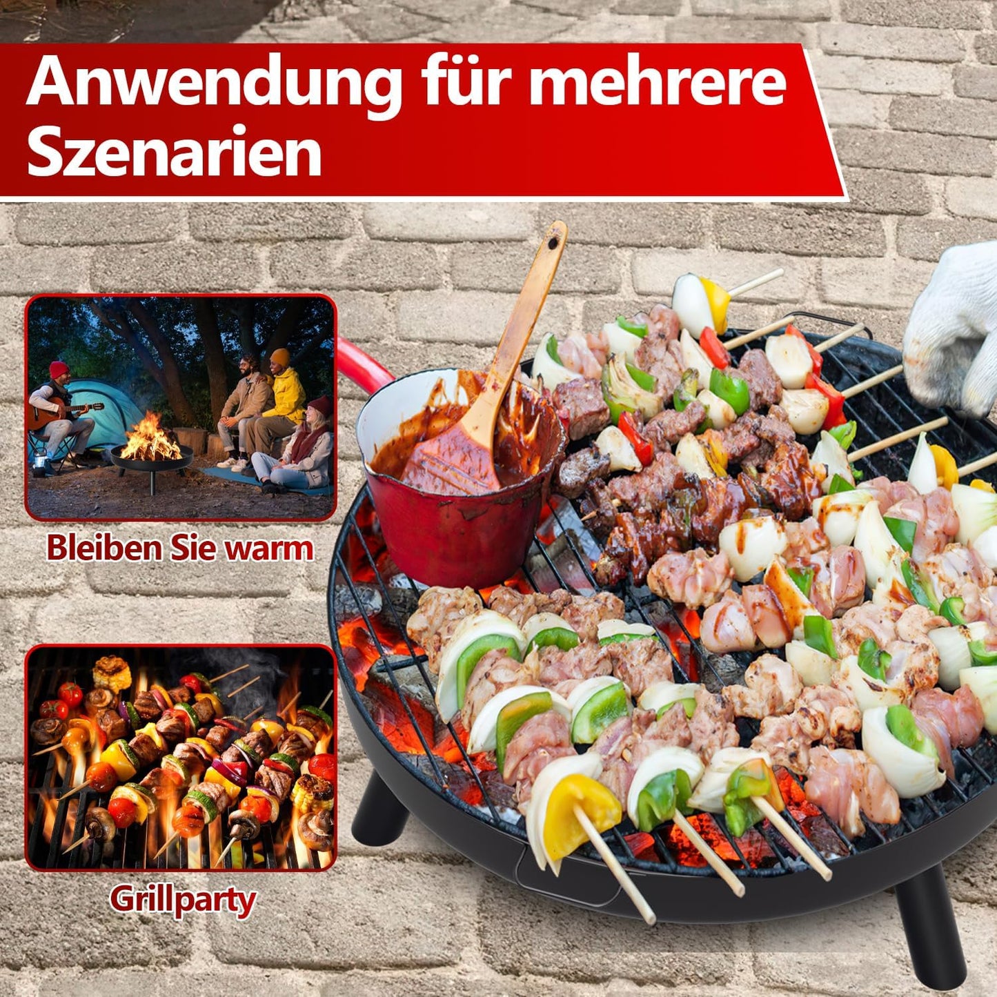 Grosse Feuerschale mit Griffen (82,5 cm)
