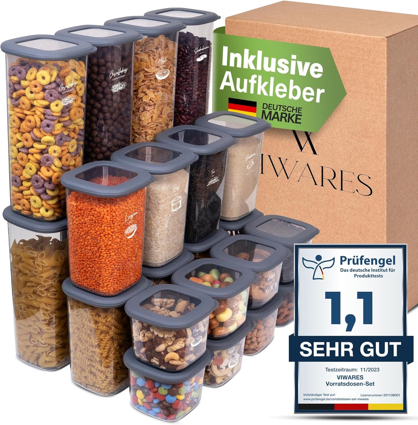 Vorratsdosen, Anthrazit / 24er Set
