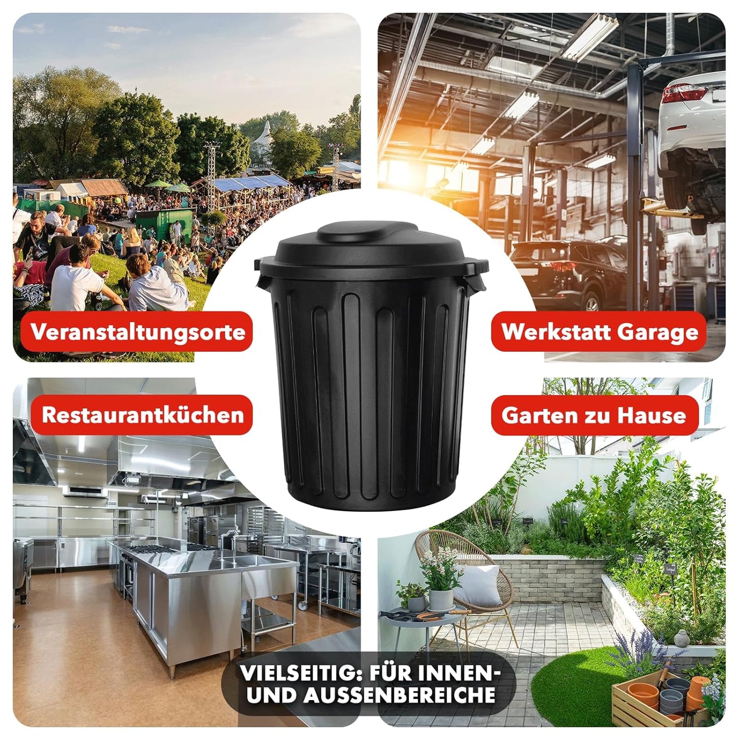 Abfalleimer Robin mit Deckel, 60 Liter