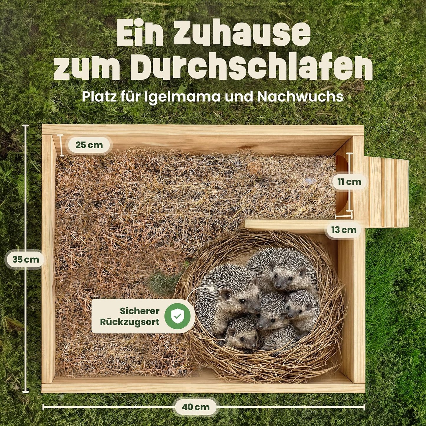 Igelhaus wetterfest mit Labyrinth-Eingang, Braun