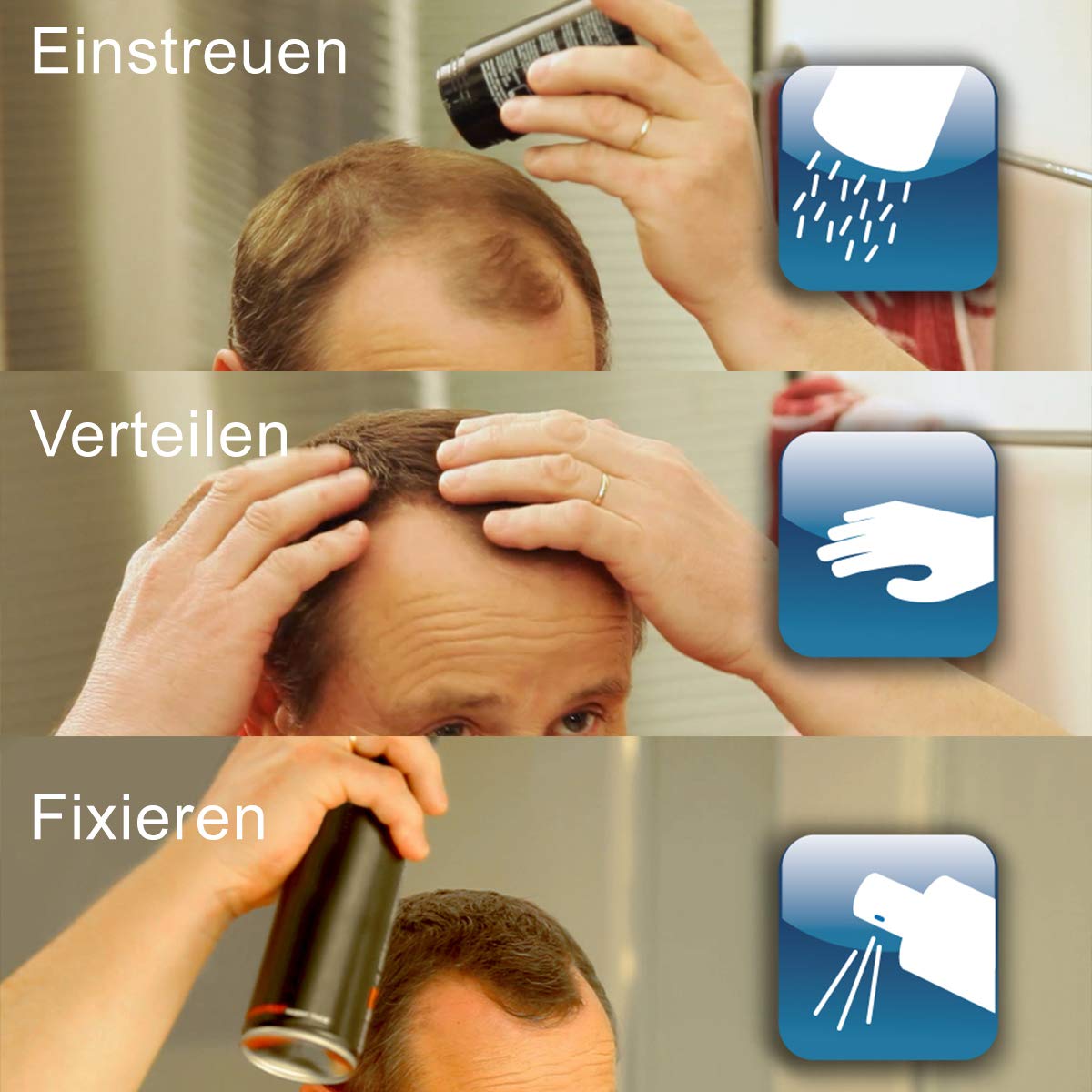 Streuhaar Starter-Set mit Fixierspray, Dunkelbraun