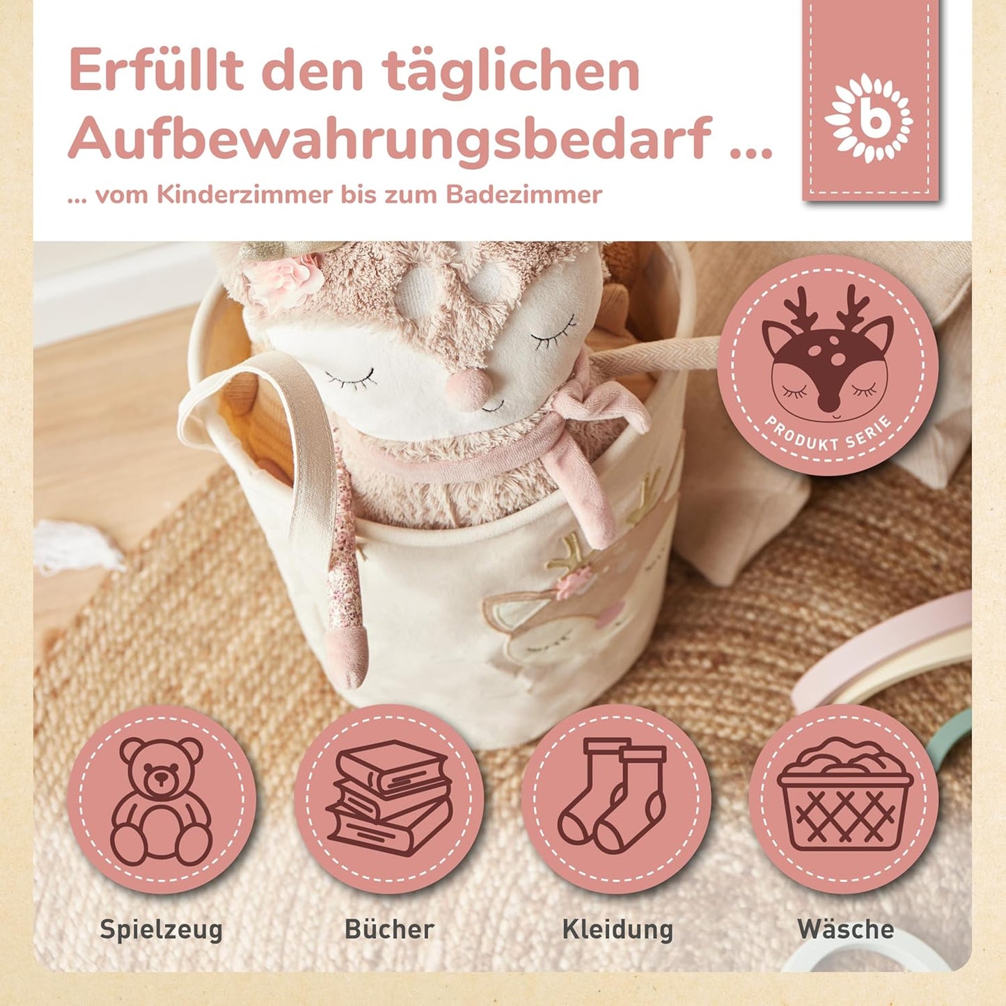 Ella Aufbewahrungskorb Hirsch, Reh Ella