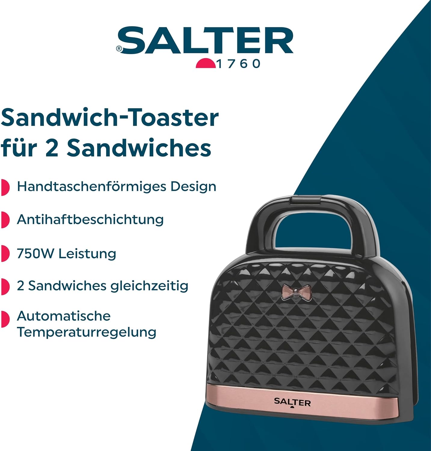 Sandwich-Toaster für 2 Sandwiches, EU Stecker