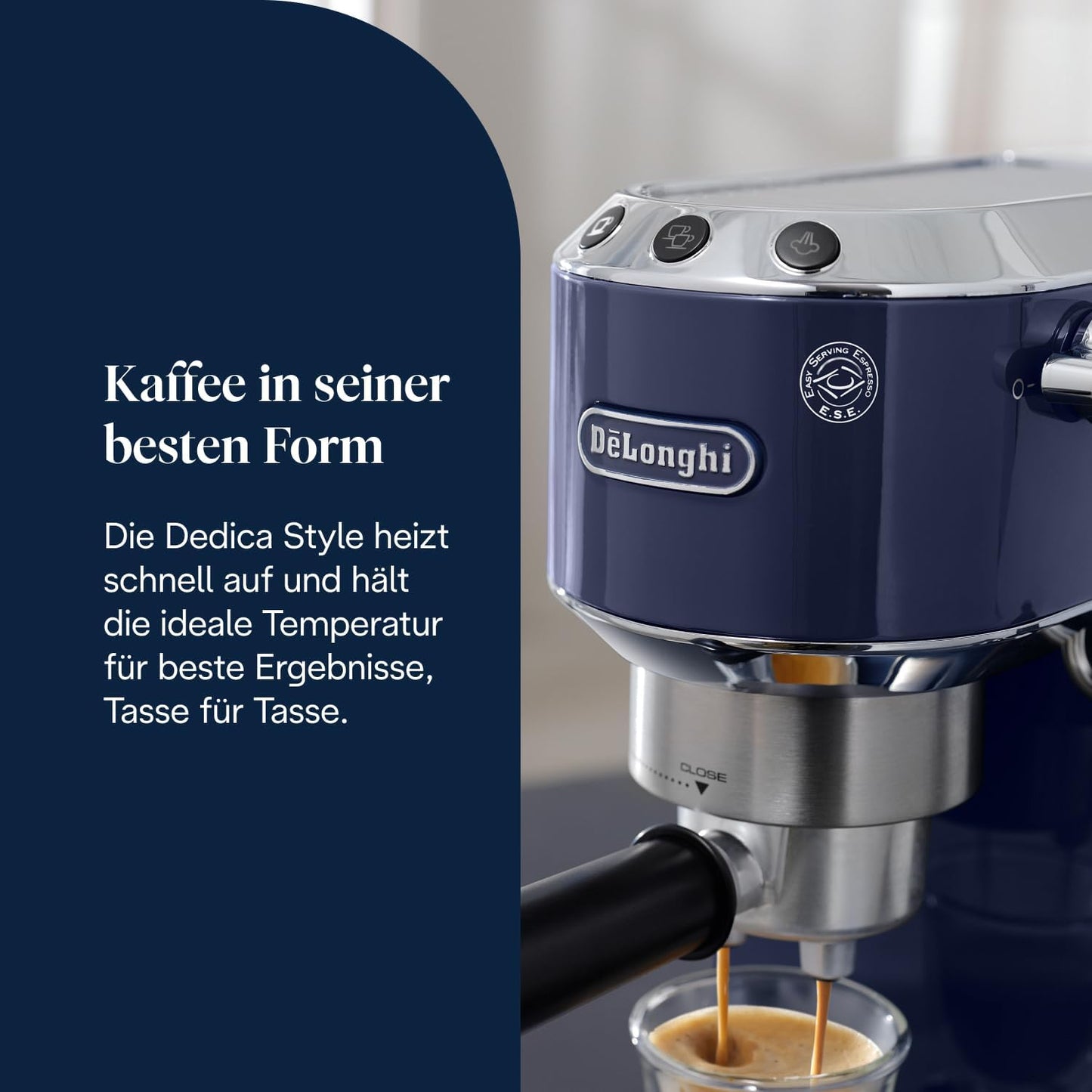 Dedica Style Espressomaschine mit Siebträger, Elektrisches Blau