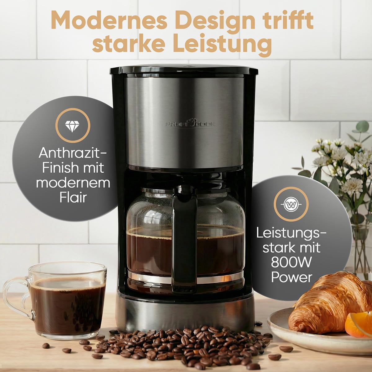 Filterkaffeemaschine mit Glaskanne, 12-14 Tassen