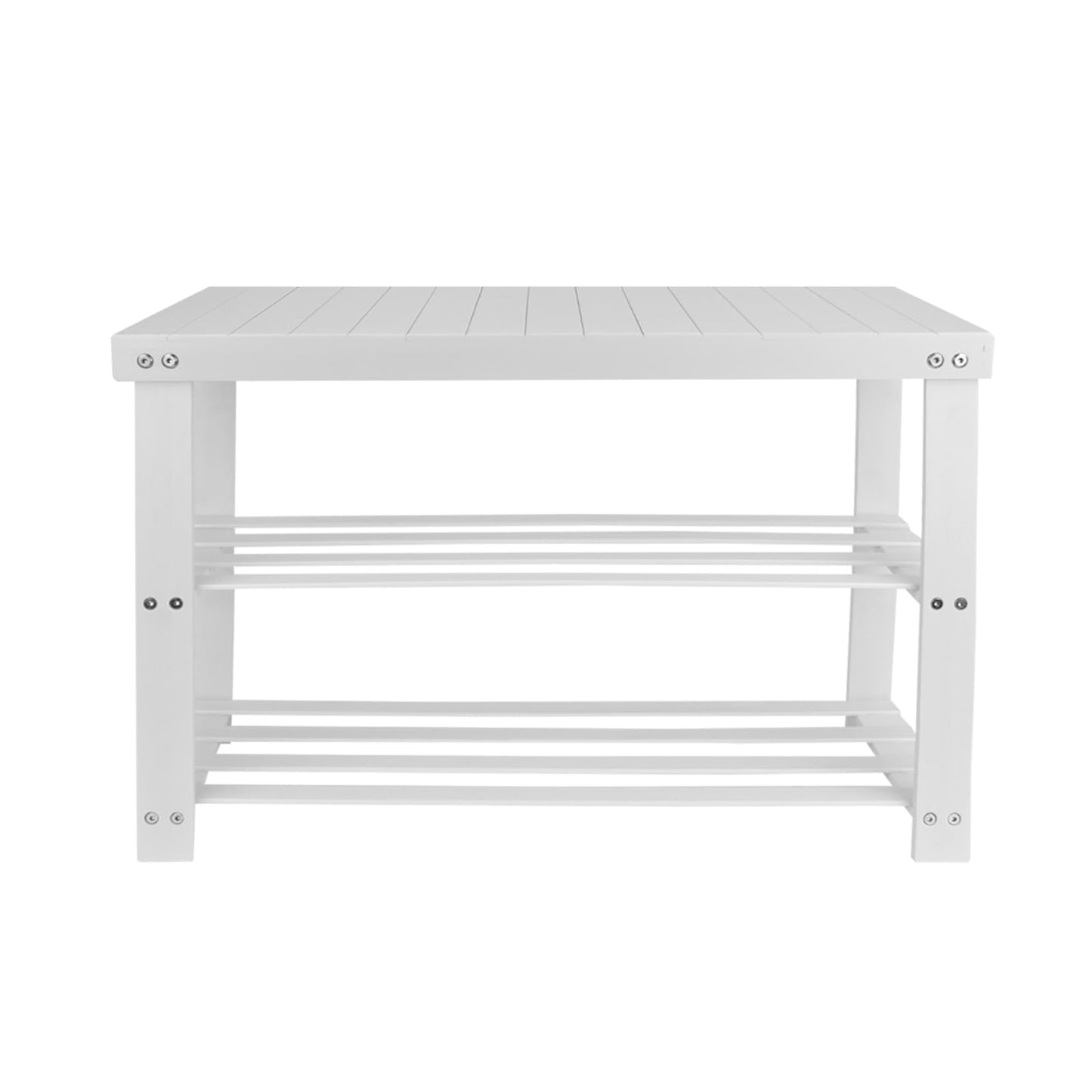 Schuhregal mit Sitzbank und 3 Ablagen, 70 X 27 X 42 Cm (1 Stück) Weiss