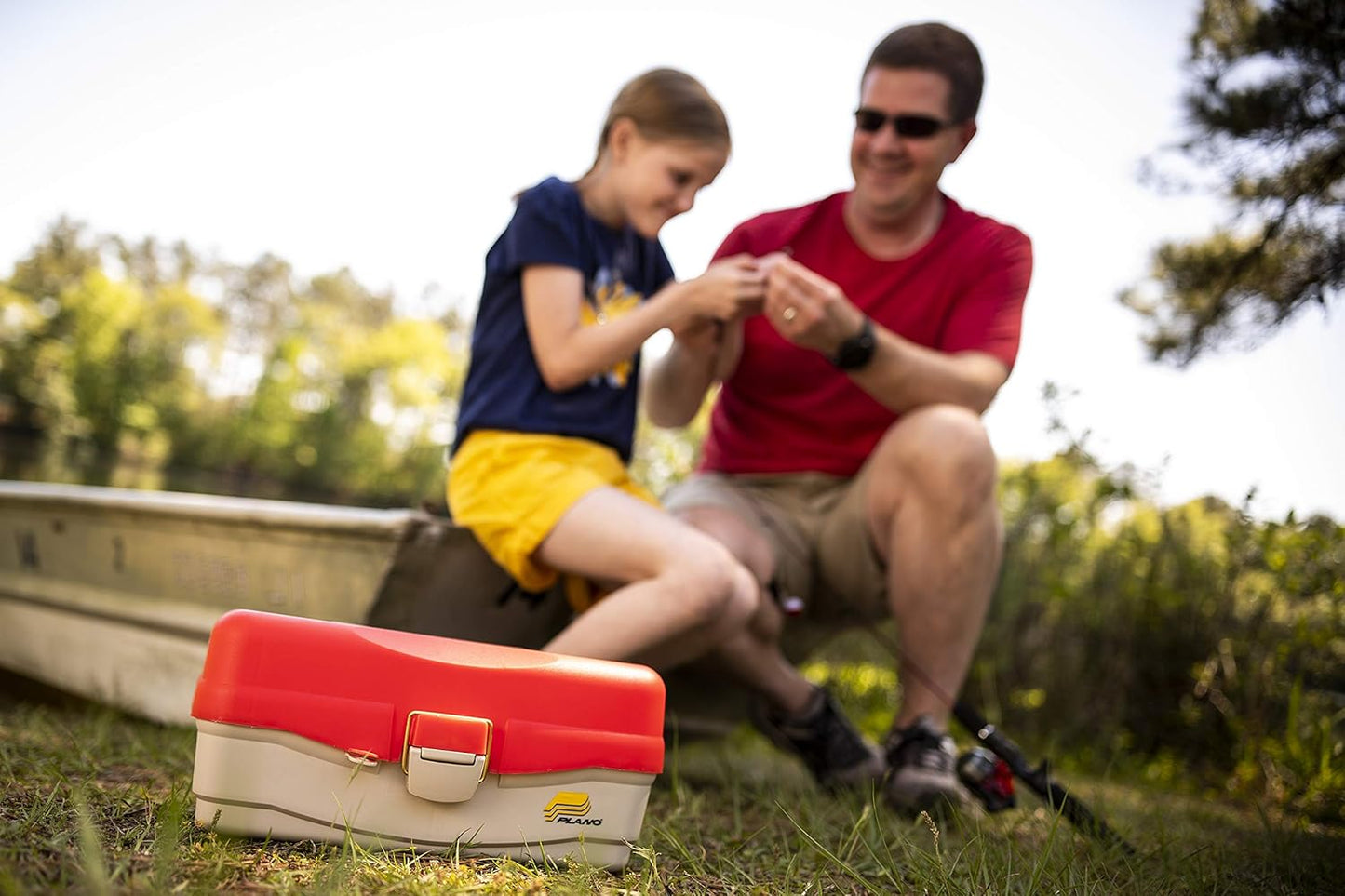 Tackle Box für Angelzubehör mit drei Tabletts, Drei - Tablett Orange/Braun