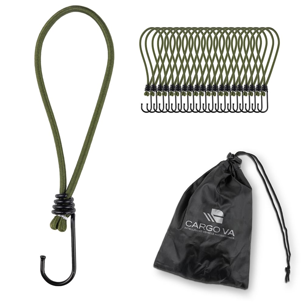 Spanngummis mit Haken, 20 Hooks 23 cm Olive Green