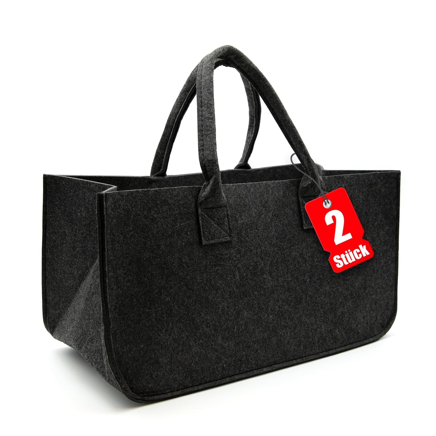 2er Set Filztasche für Kaminholz, 2 Stück Anthrazit