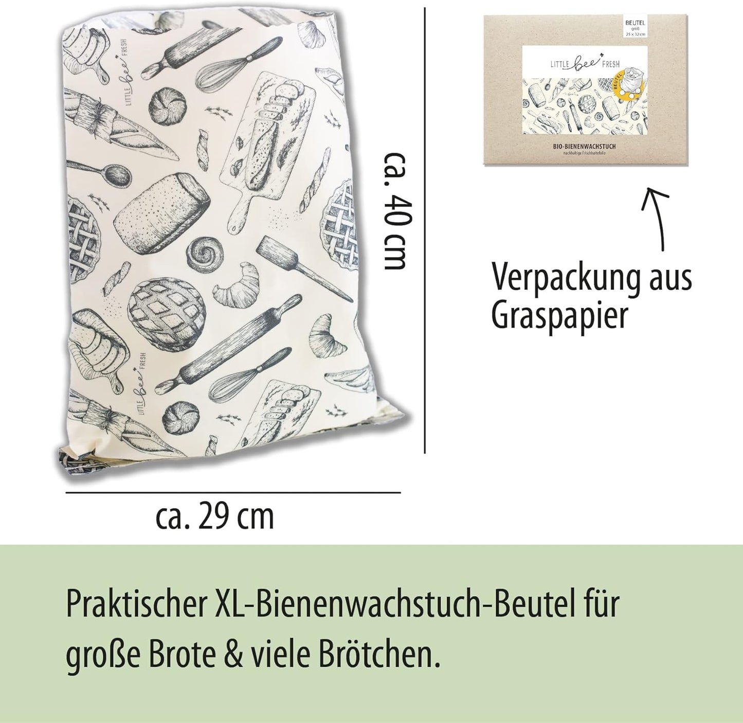 Bio-Bienenwachstuch Brotbeutel, Brotbeutel