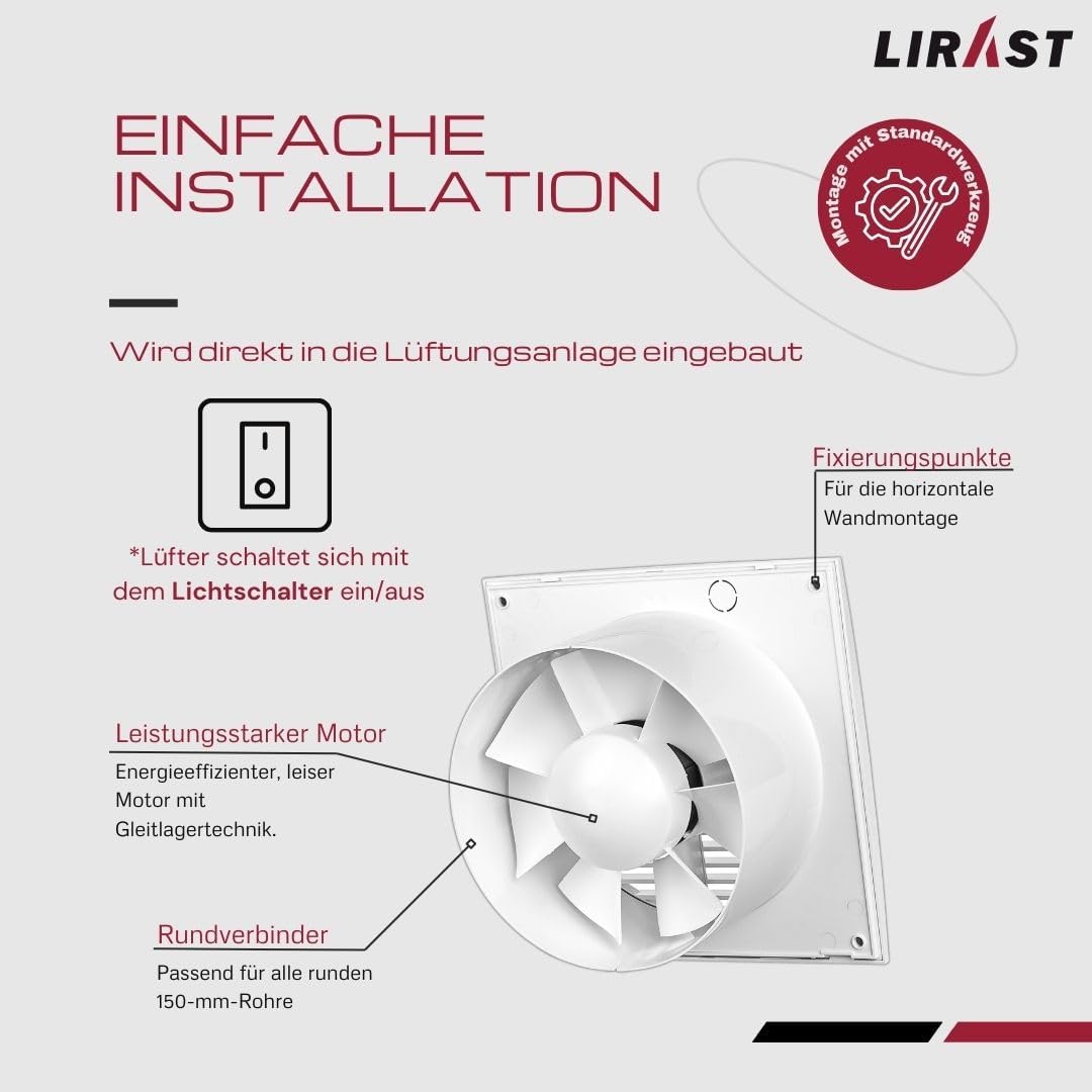 Badlüfter für effiziente Belüftung (150mm), Ø 150mm Weiss