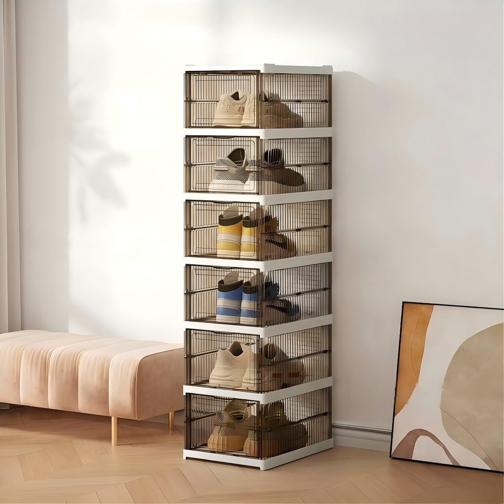 Stapelbare Schuhboxen, 12er-Set, Braun 12 Ebenen